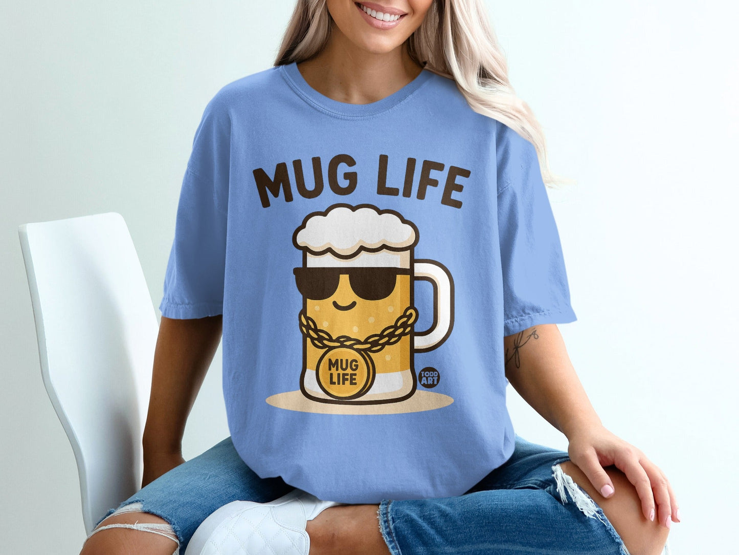 Mug Life Graphic Tee with Fun Beer Mug Illustration