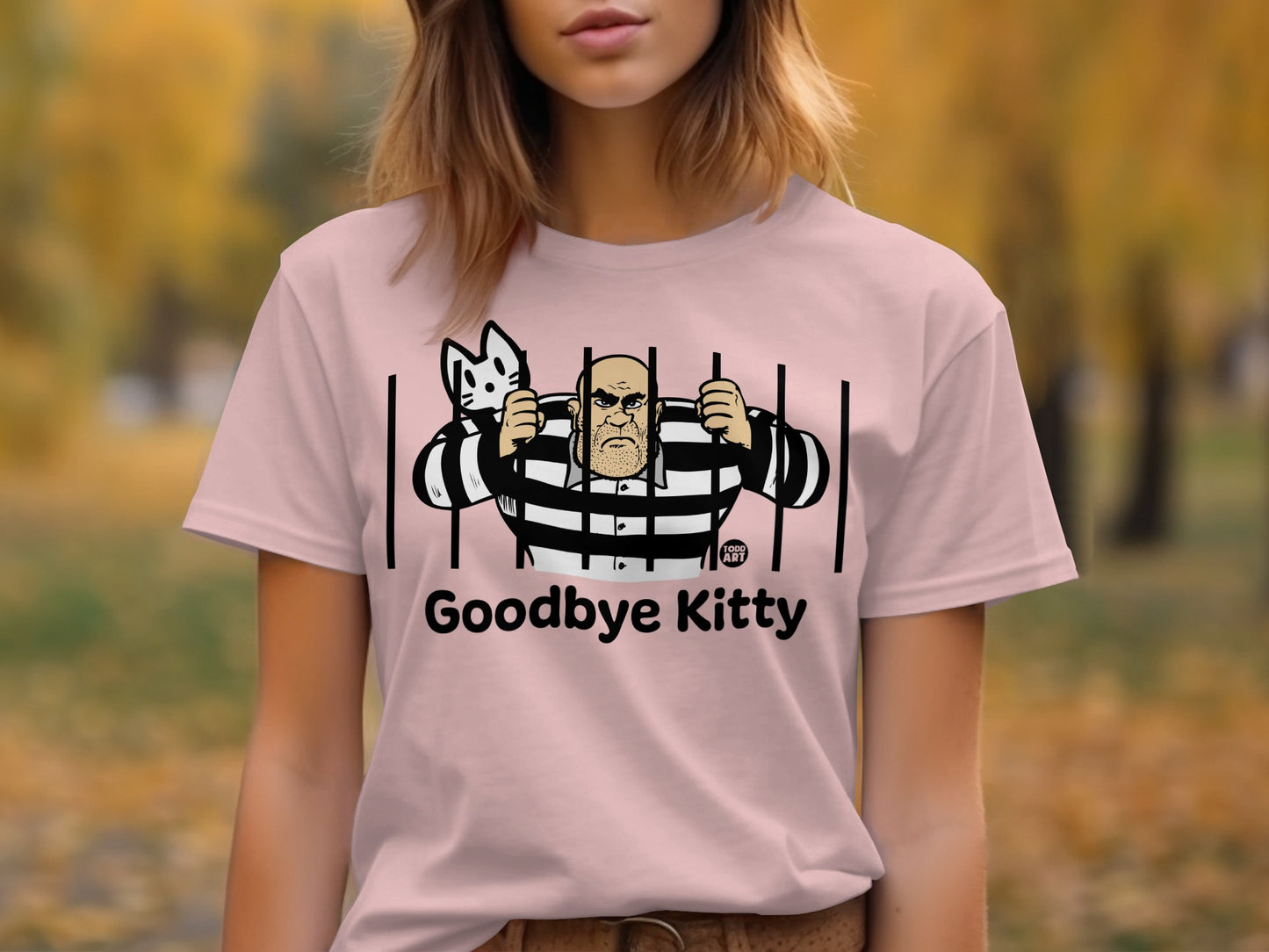 Goodbye Kitty Humorous Graphic Design T-shirt