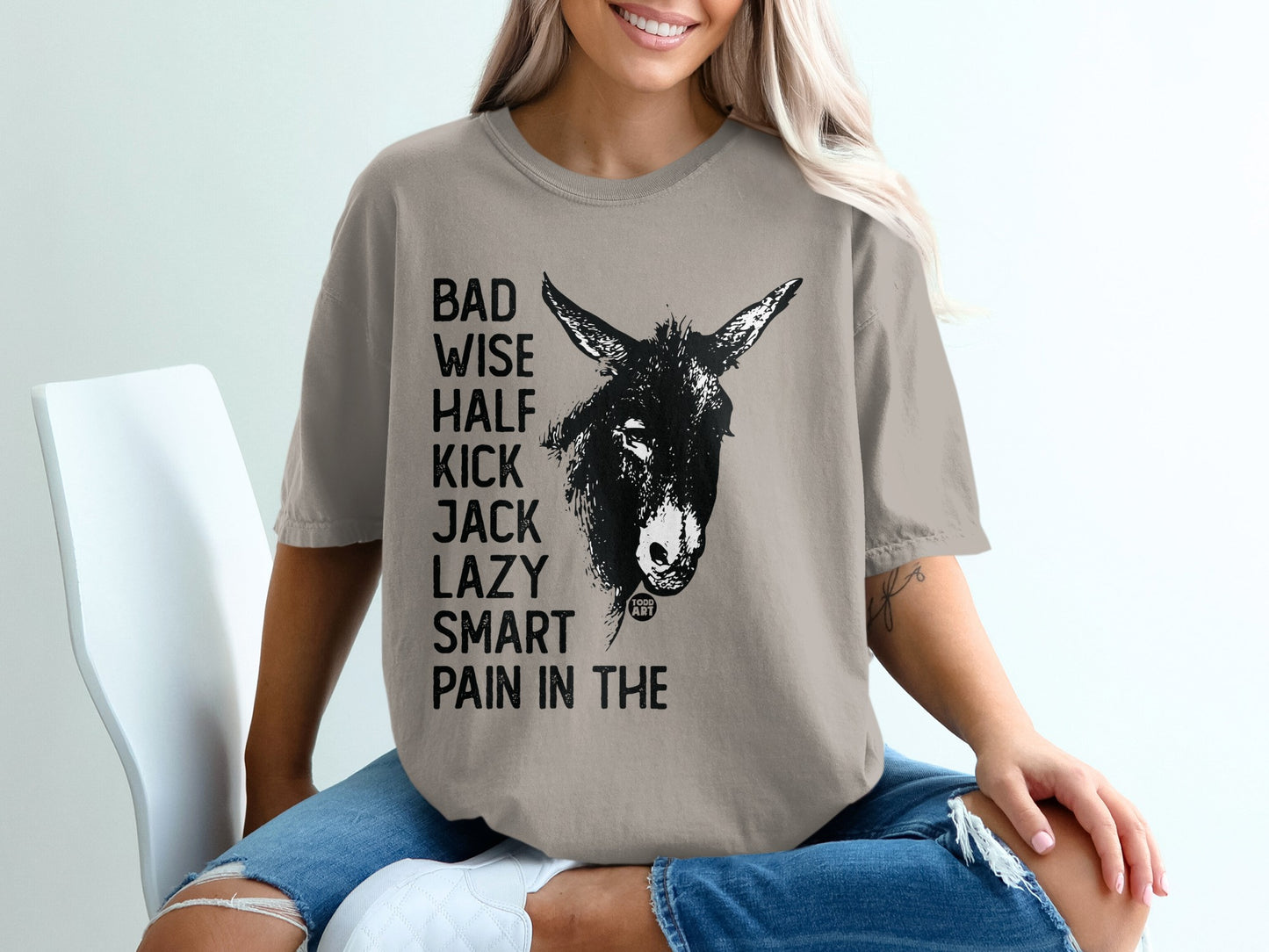 Funny Donkey Graphic Tee with Humorous Text T-shirt