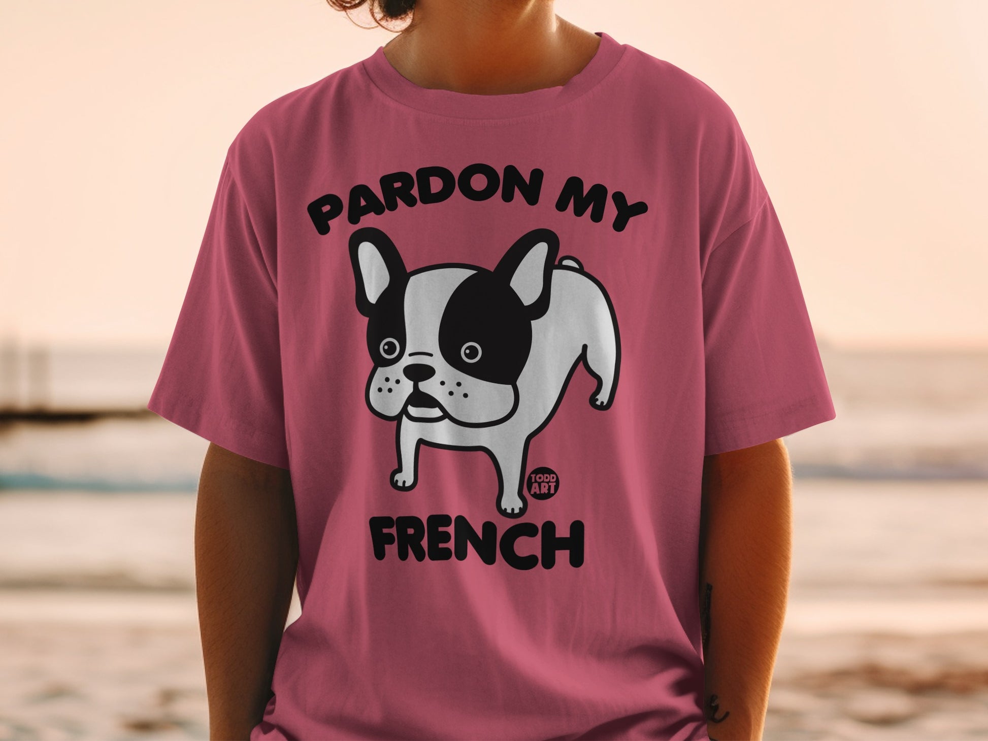 Pardon My French Bulldog Cartoon Pink Shirt Product