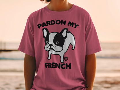 Pardon My French Bulldog Cartoon Pink Shirt Product