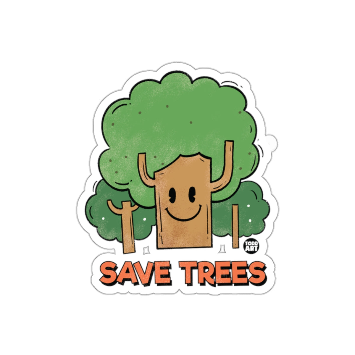 Save Trees Cute Tree Cartoon Illustration from Todd Art sticker