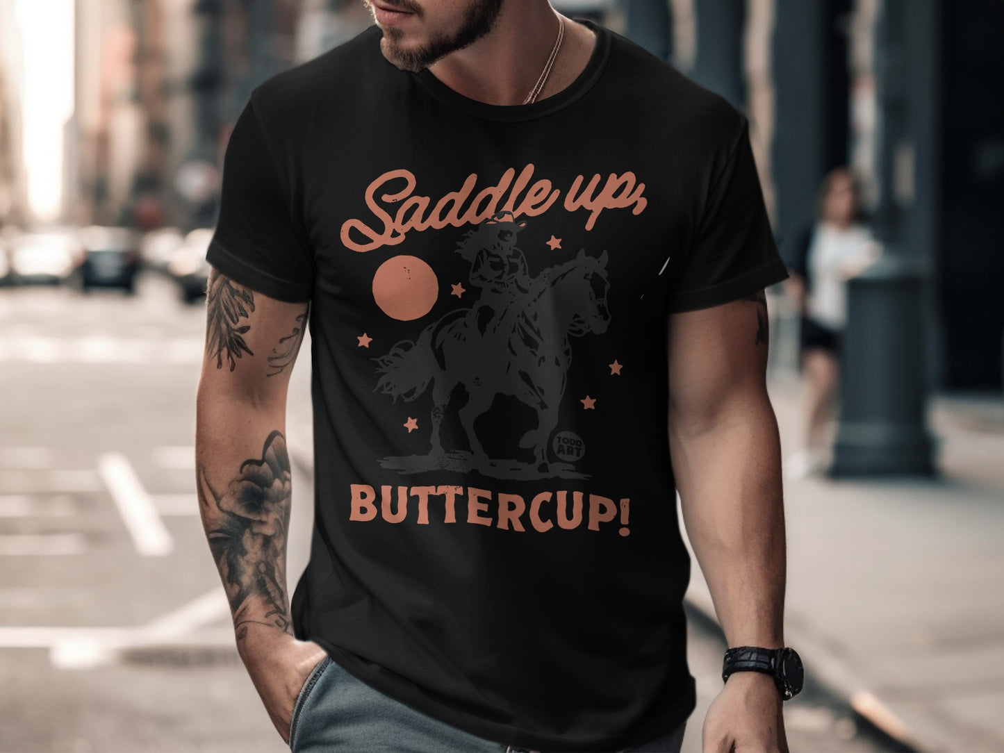 Saddle Up Buttercup Bold Cowboy Graphic T-Shirt