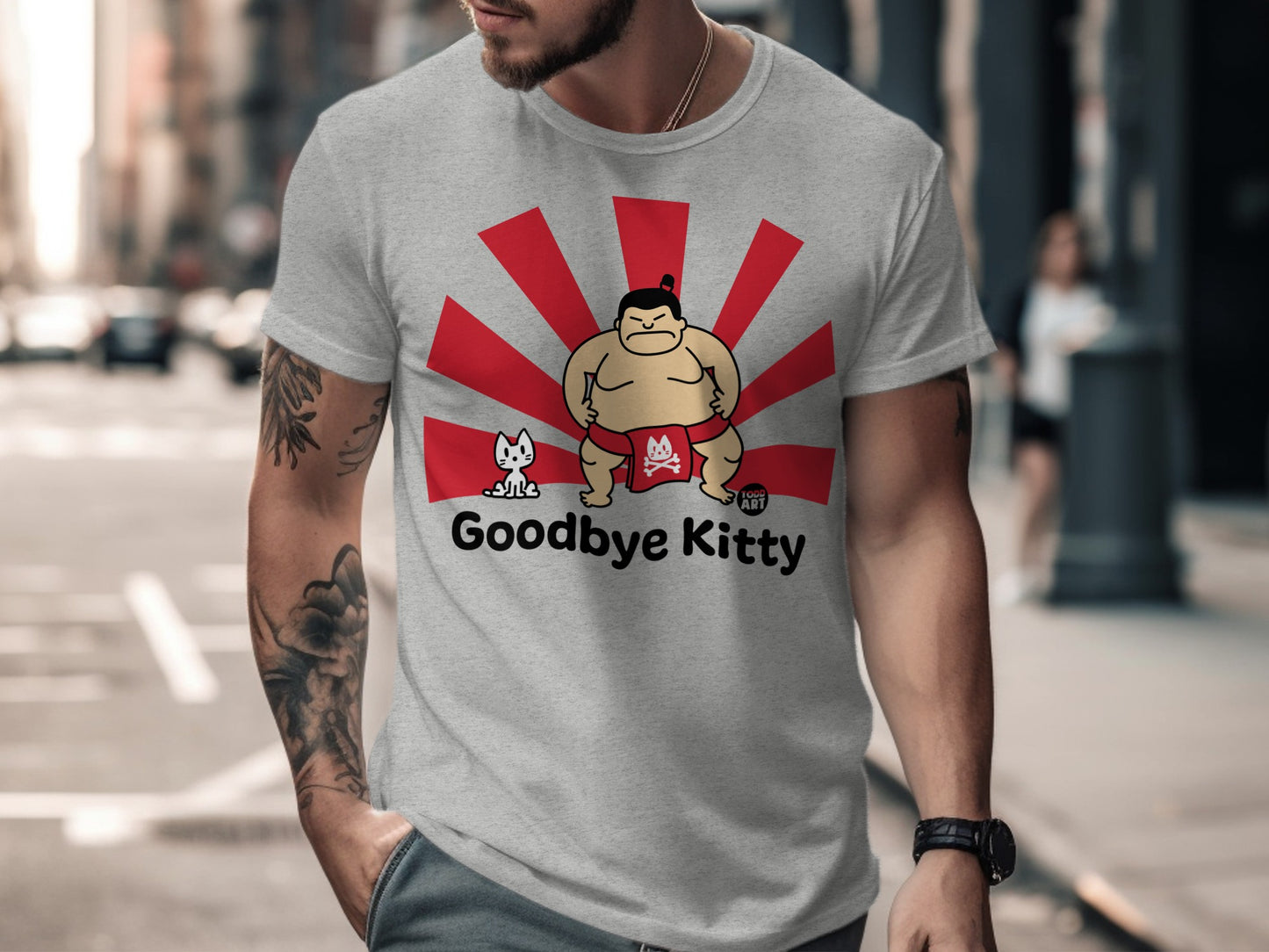 Goodbye Kitty Funny Graphic T-Shirt Design