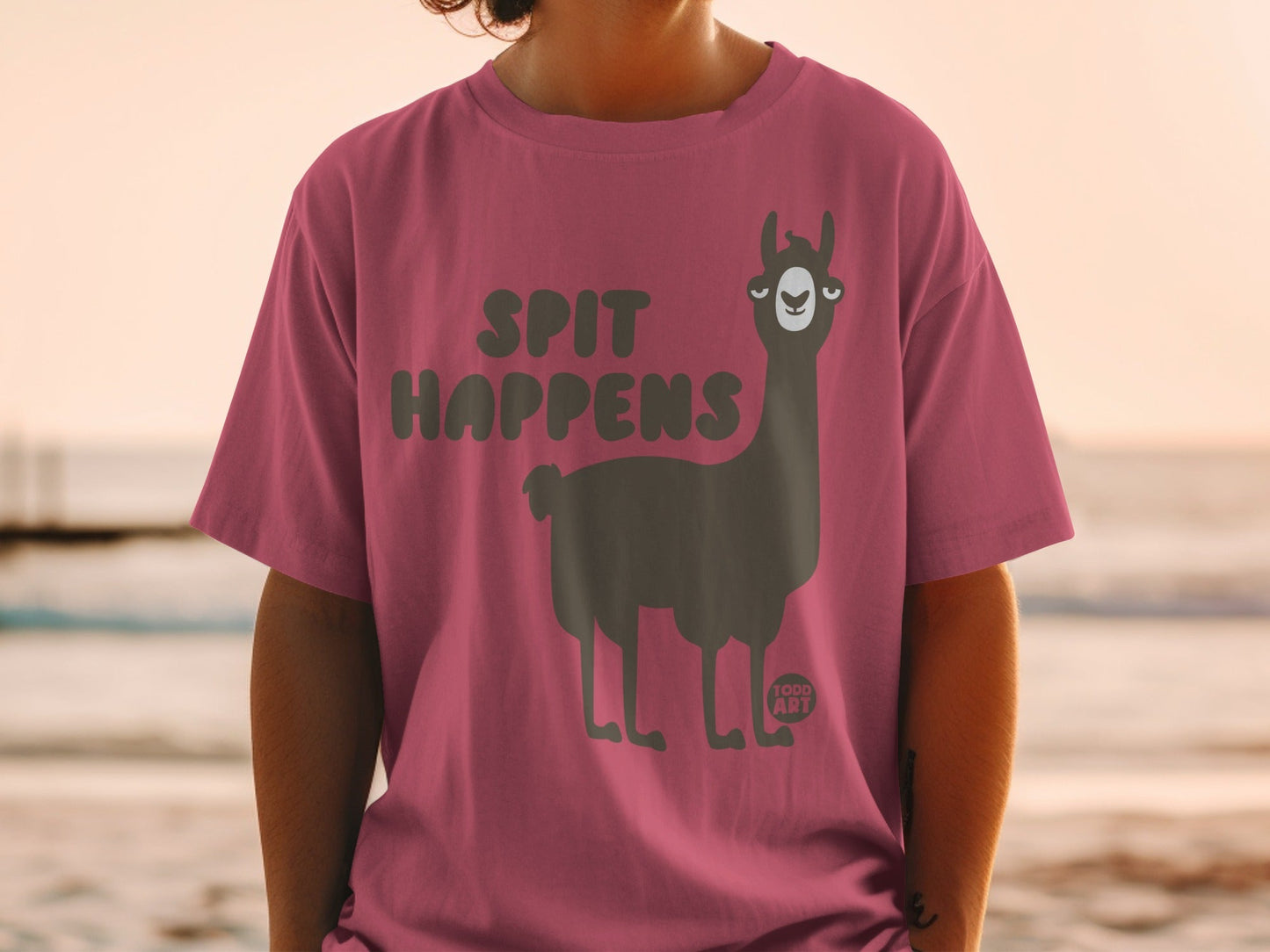 Spit Happens Cute Llama Graphic Fun Shirt