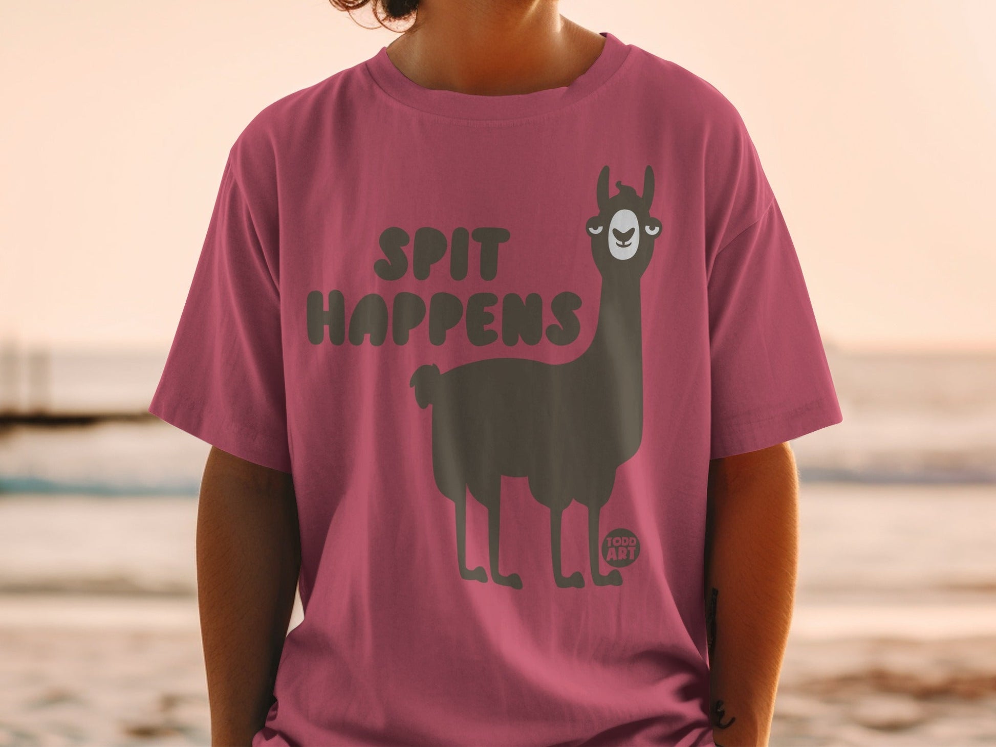 Spit Happens Cute Llama Graphic Fun Shirt
