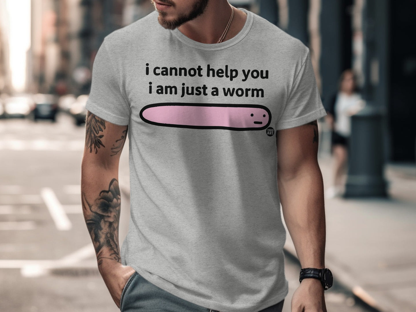 i cannot help you i am just a worm graphic tee