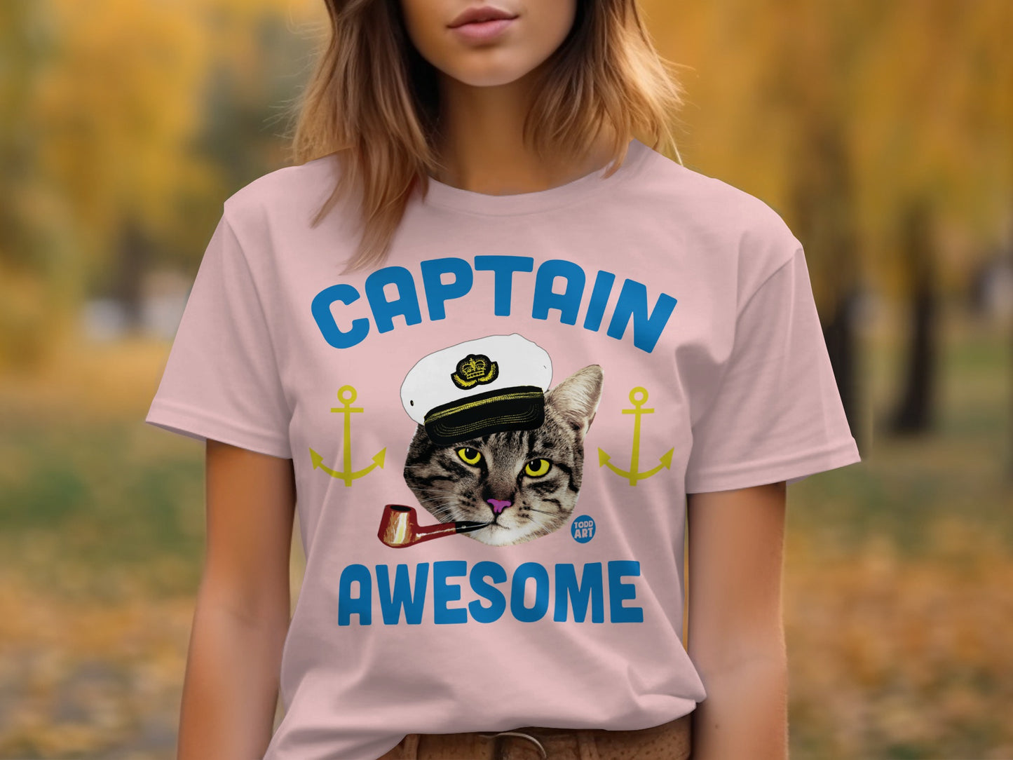 Captain Awesome Cat Graphic Tee Shirt