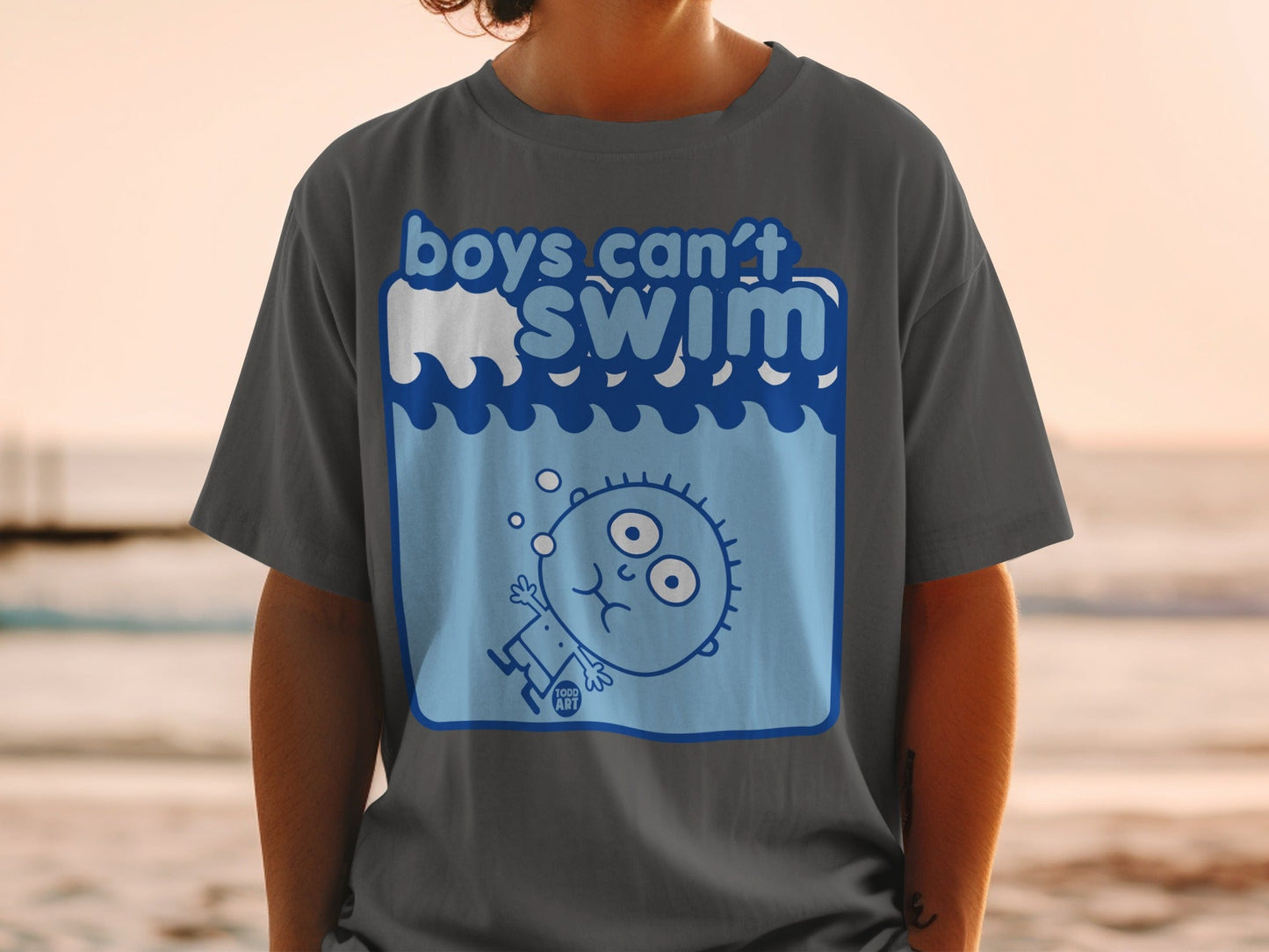Boys Can't Swim Funny Graphic T-Shirt for Casual Wear