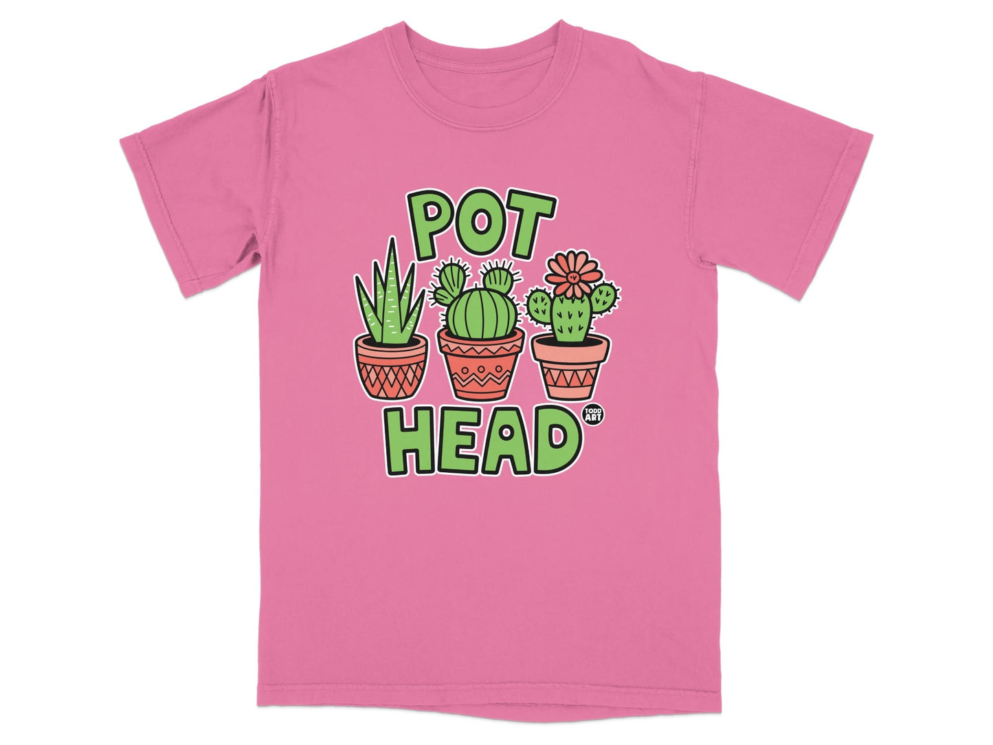 Pot Head Cactus Graphic Pink T-shirt