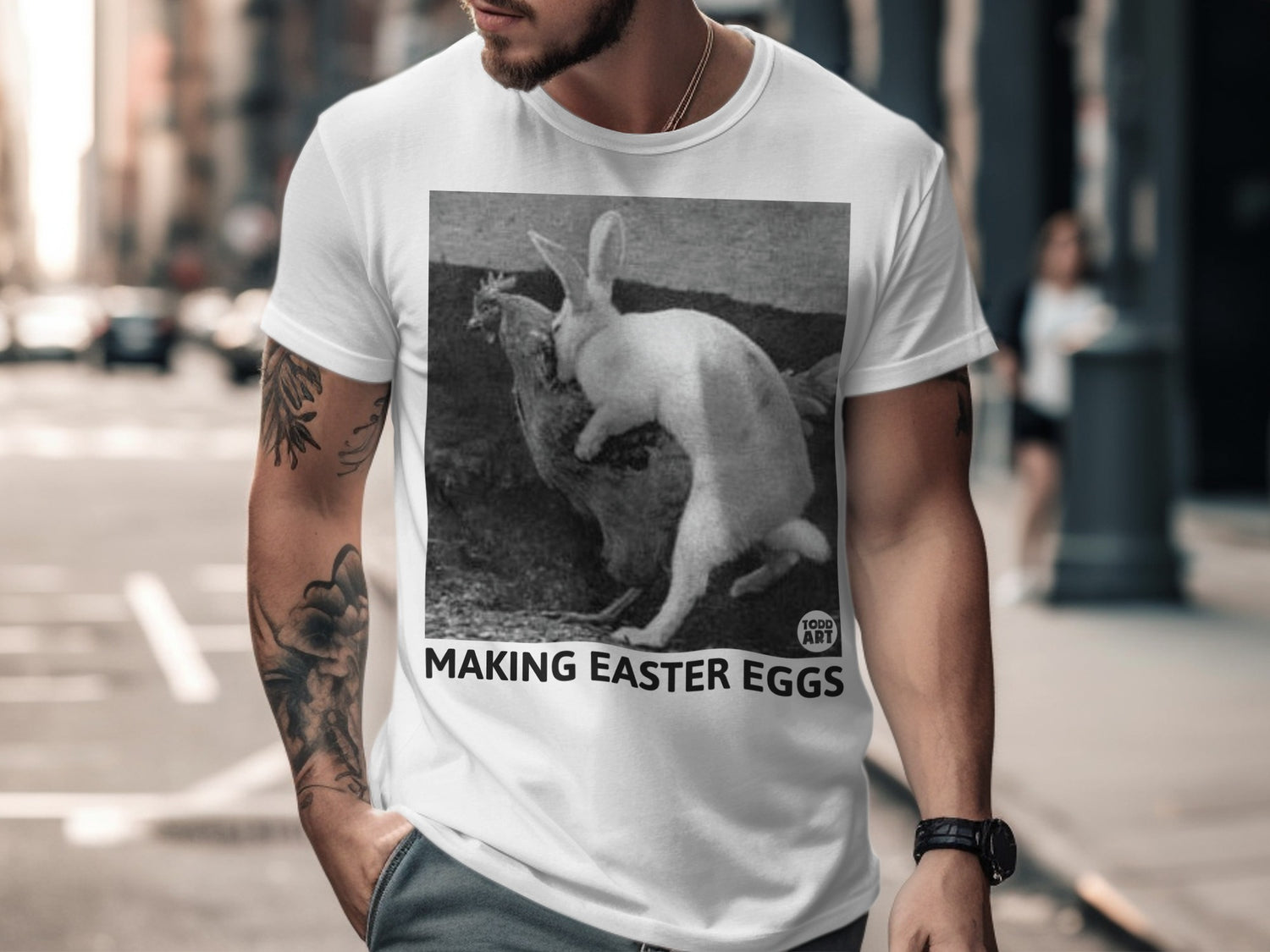 Funny Graphic 'Making Easter Eggs' T-shirt