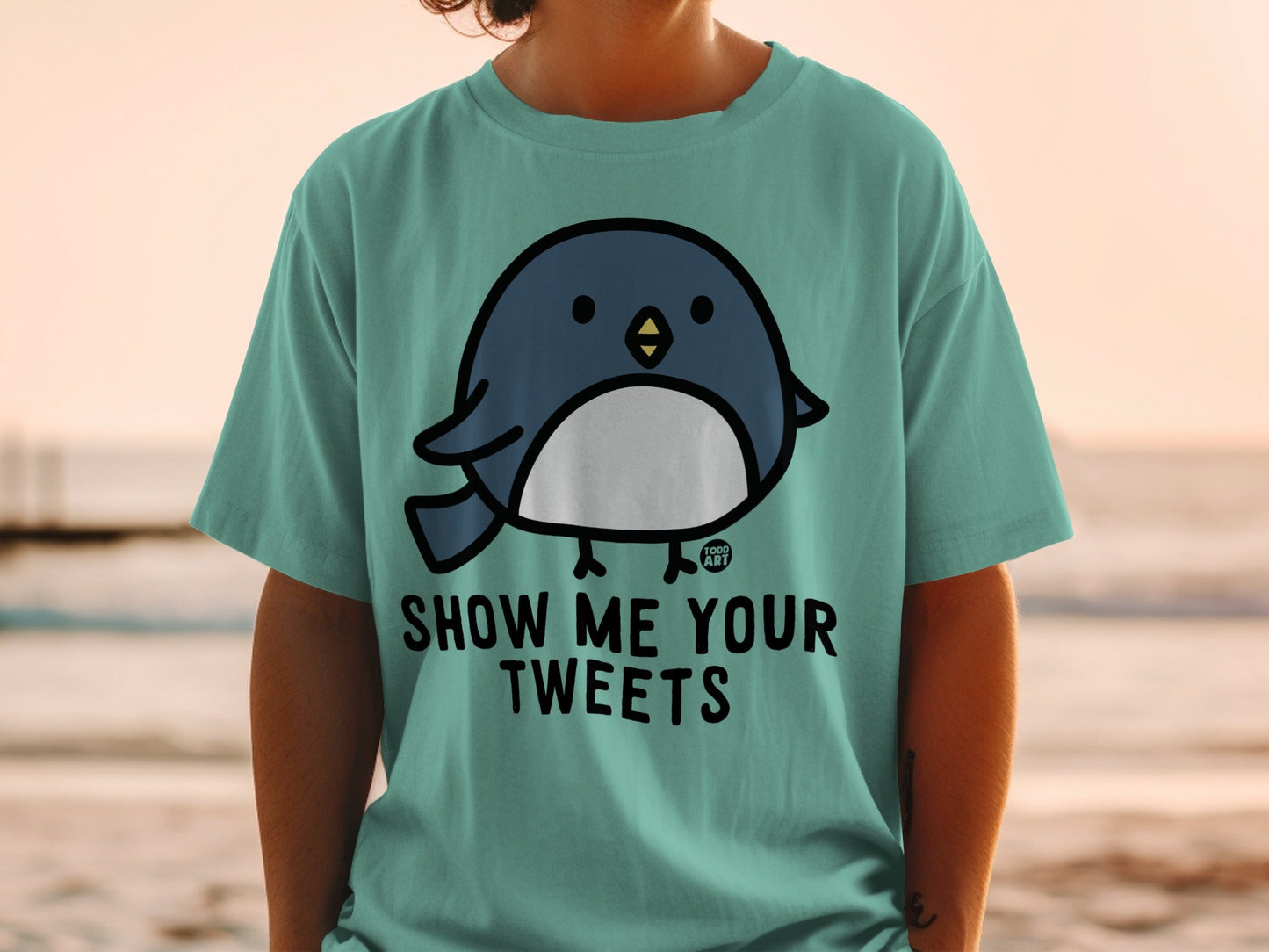 Show Me Your Tweets Graphic T-shirt with Bird Design