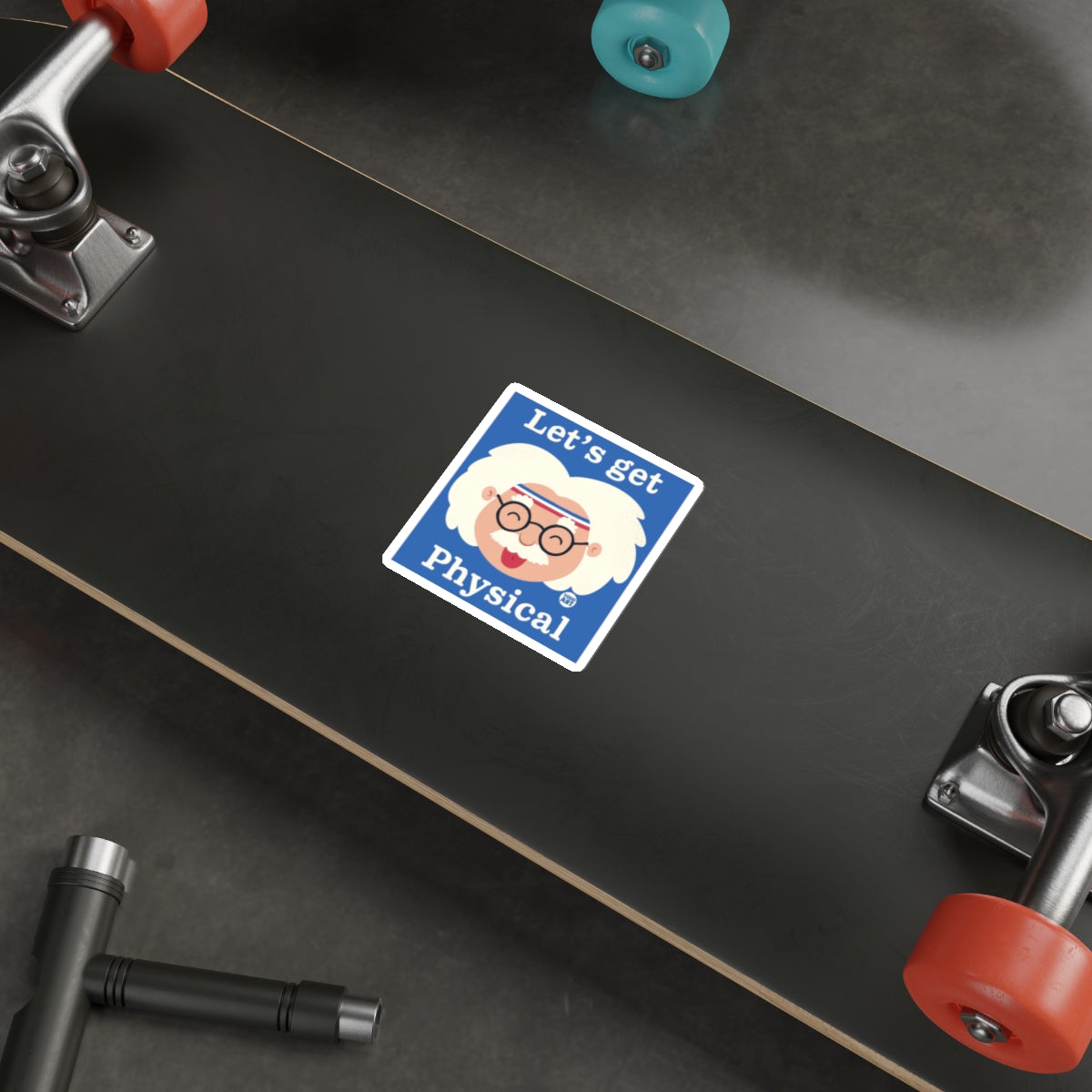 Let's get Physical Cartoon Scientist Sticker 
