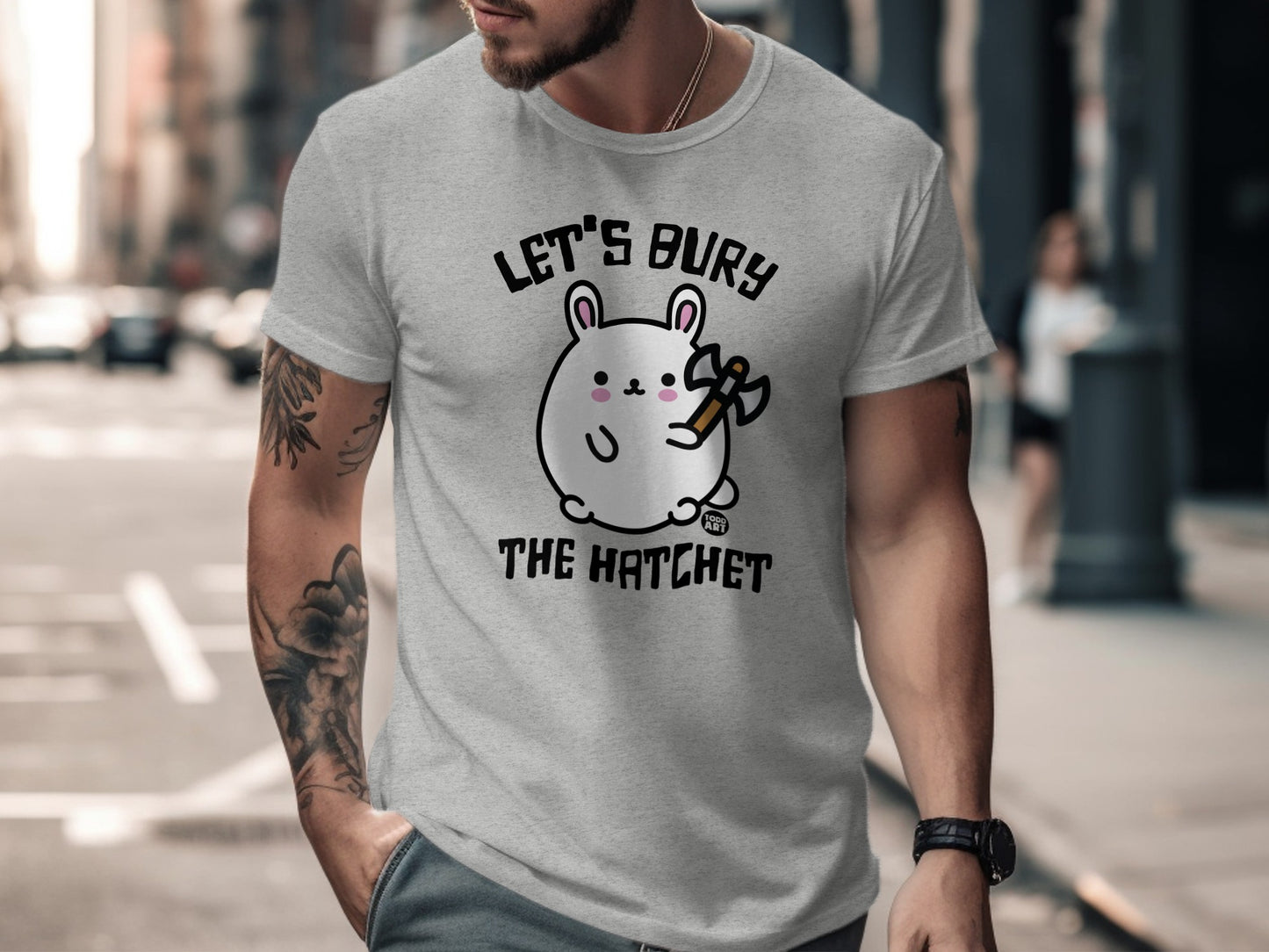 Let's Bury the Hatchet Funny Cartoon Bunny T-Shirt
