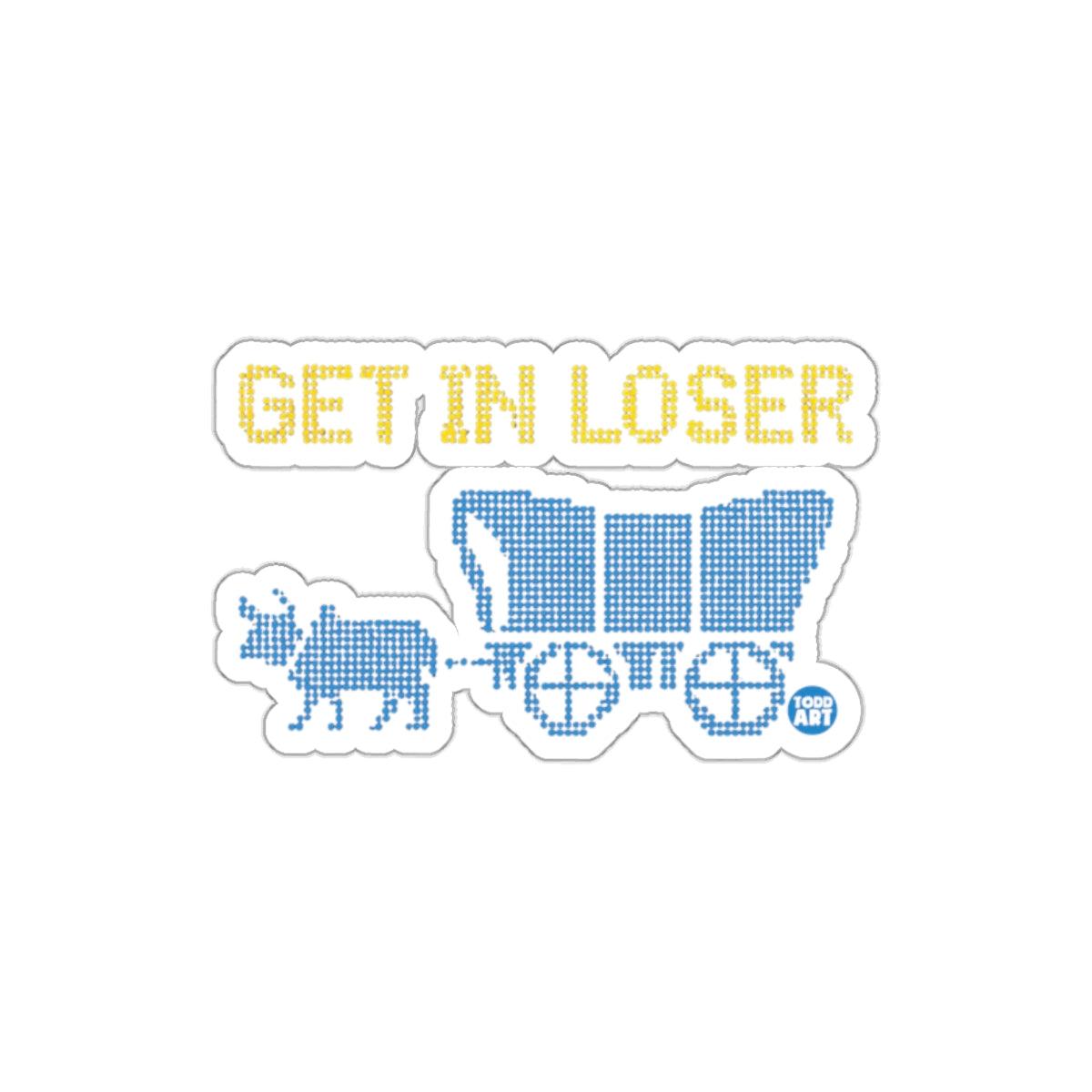 Get in Loser Retro Pixel Art Wagon and Oxen Sticker'