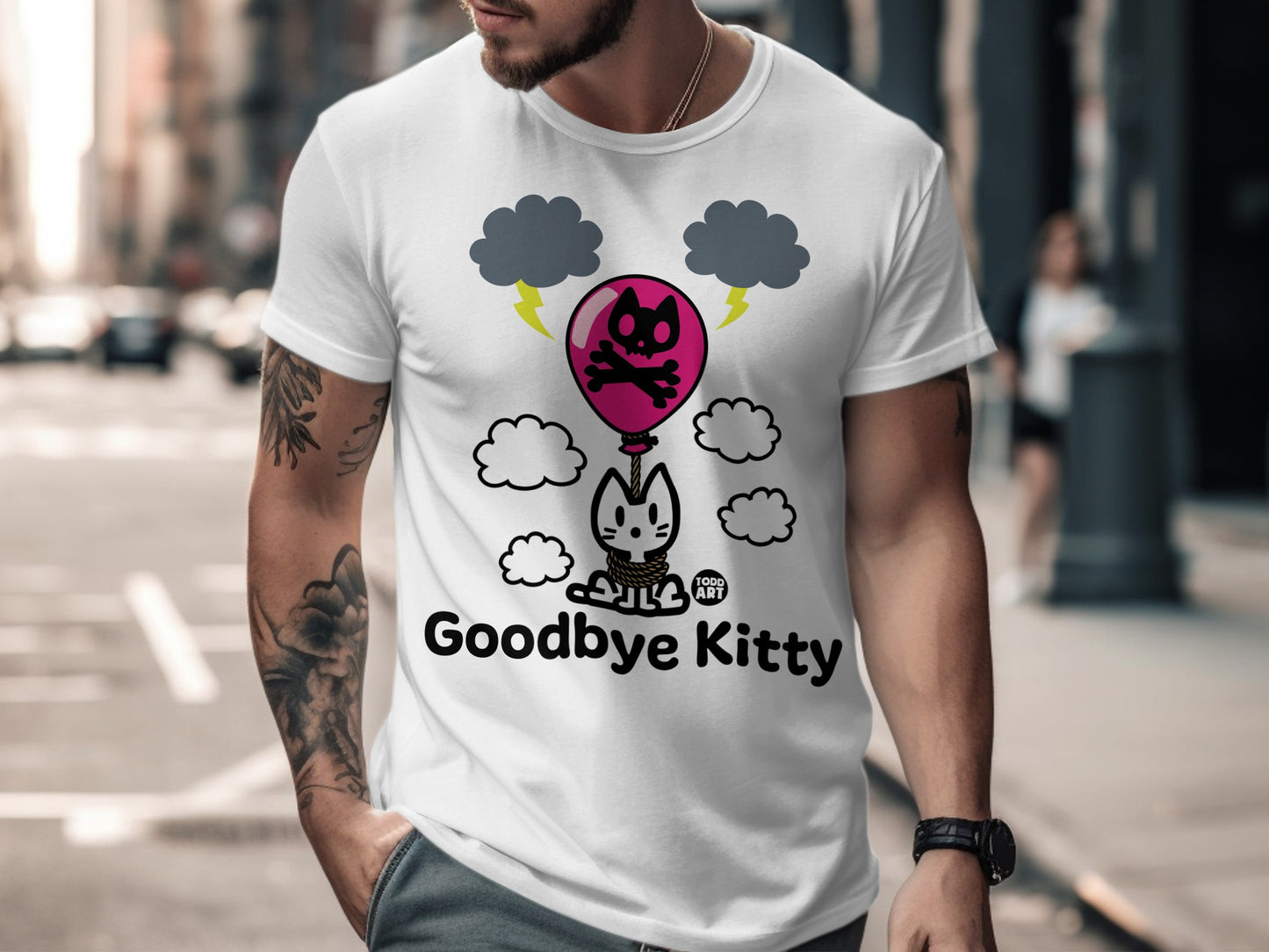 Unique Goodbye Kitty Design Graphic T-shirt