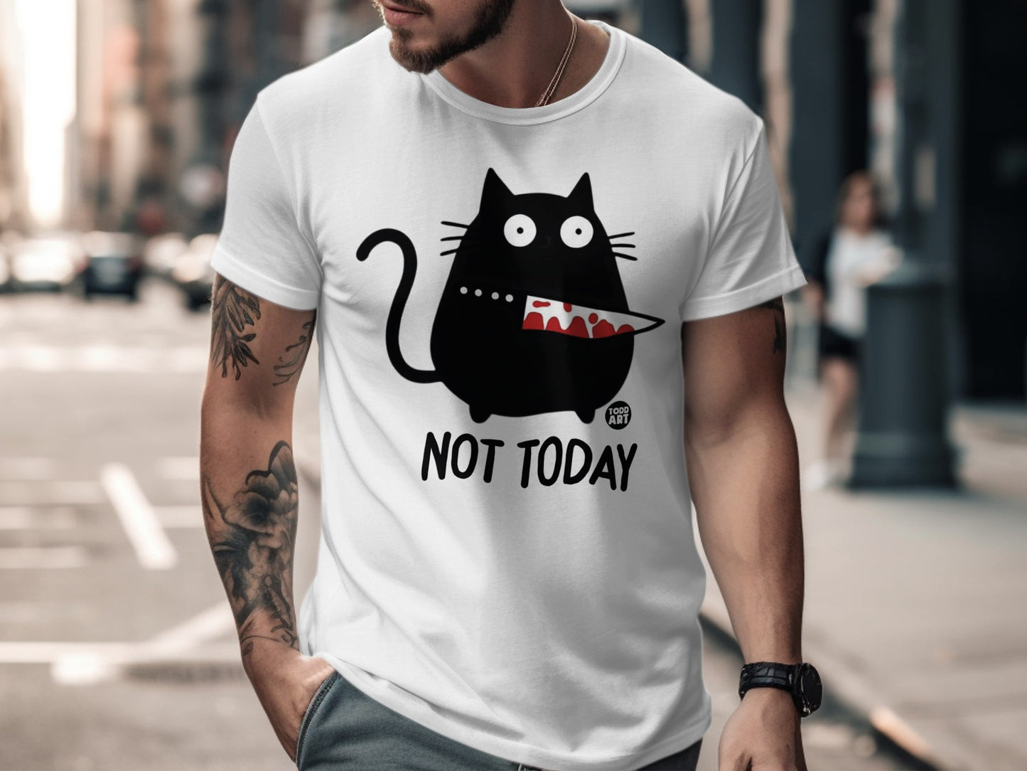 Not Today Cute Cat Graphic Novelty Tee Shirt