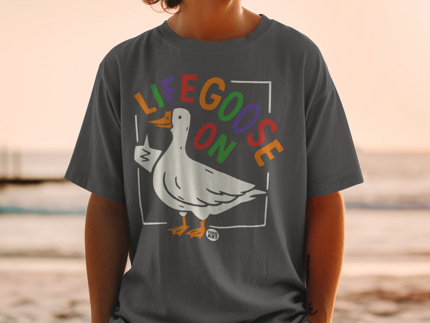 Life Goose On Colorful Graphic Tee Shirt