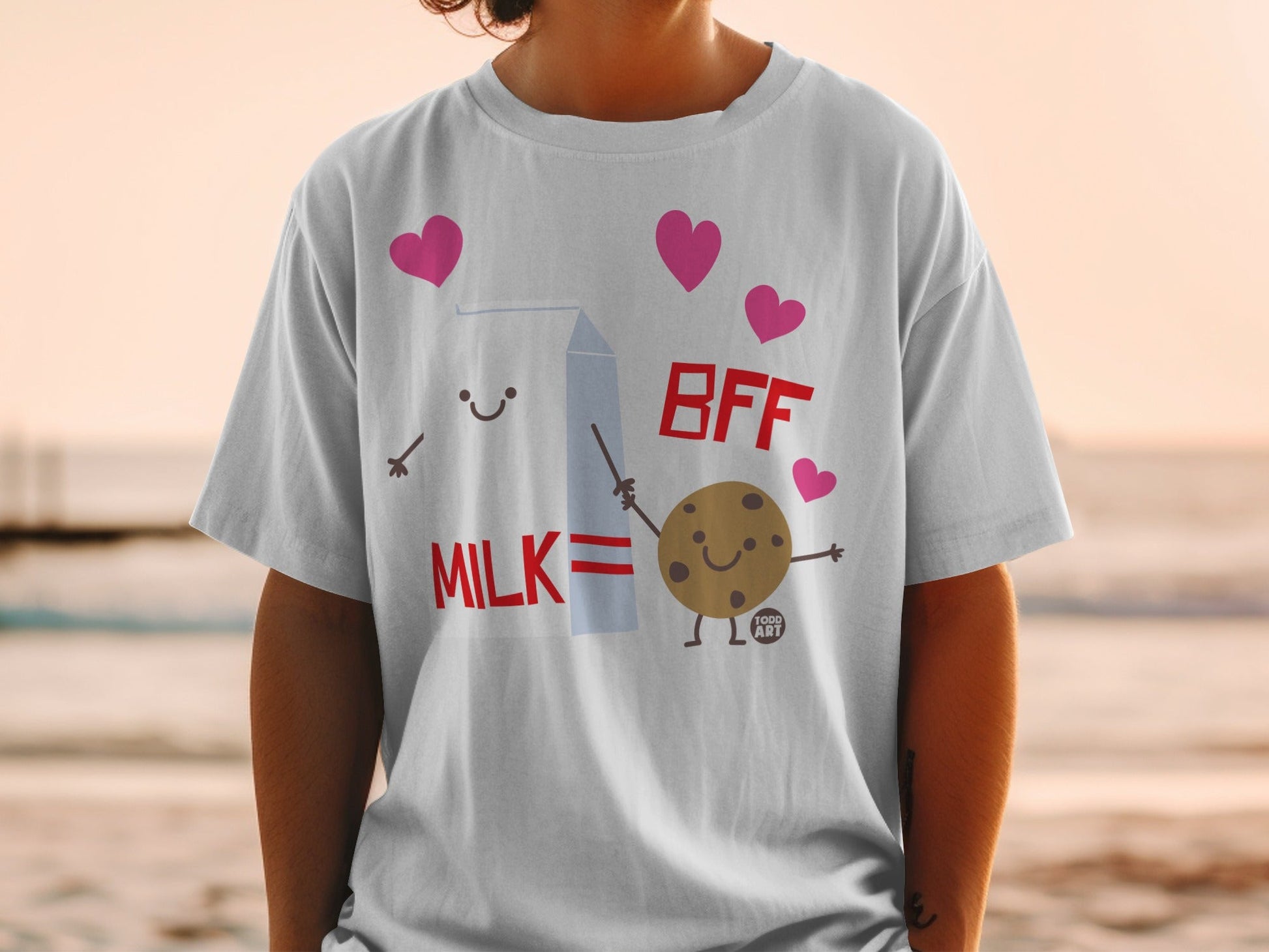 Milk and Cookie BFF Cartoon Design T-shirt