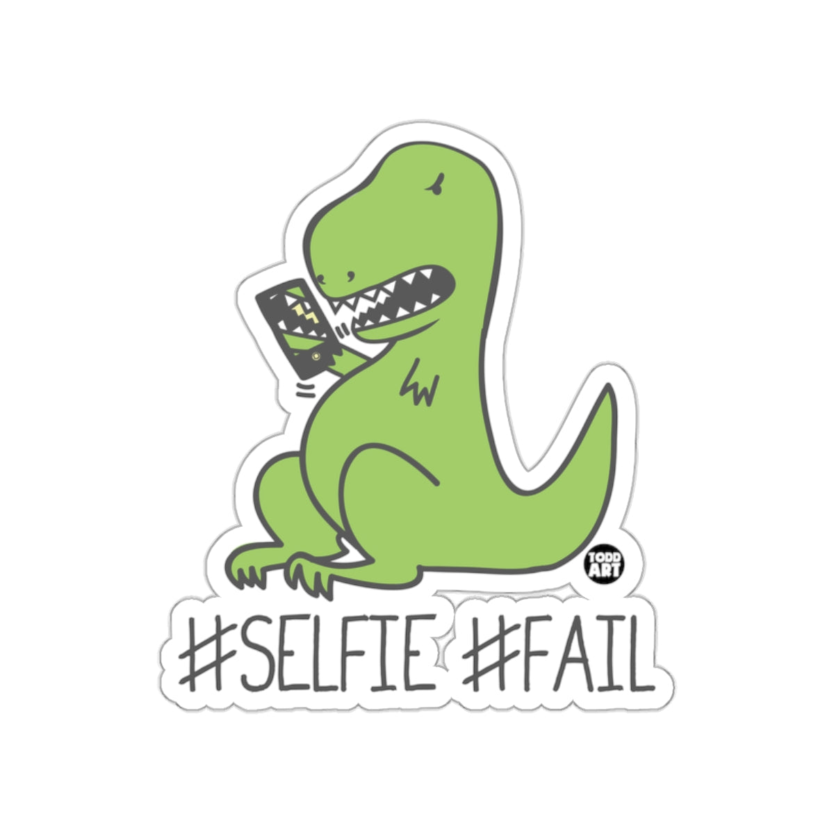 Funny T-Rex Dinosaur Taking Selfie Fail Sticker