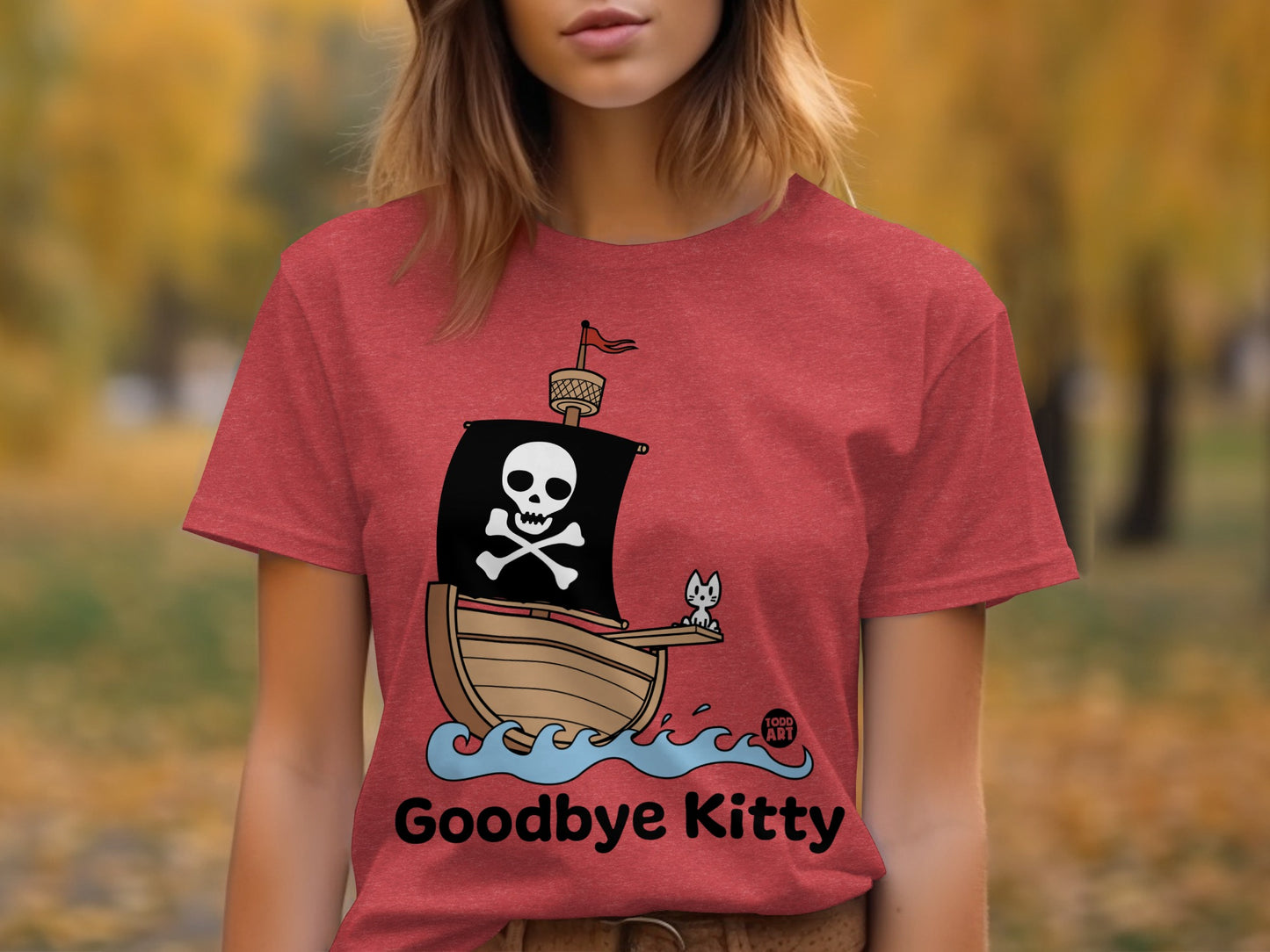 Goodbye Kitty Pirate Ship Graphic T-Shirt
