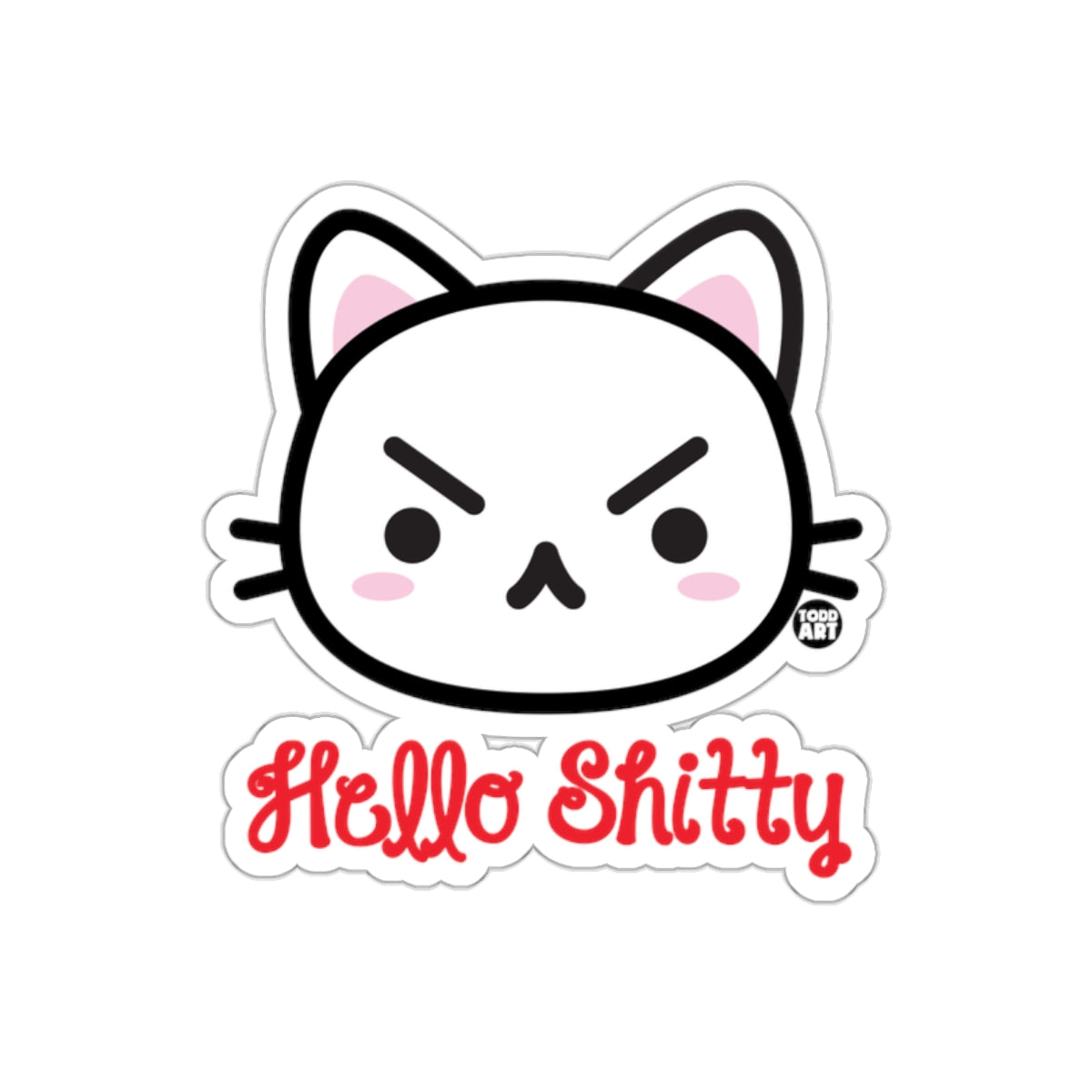 Hello Shitty Cute Angry Cat Sticker Graphic Decal