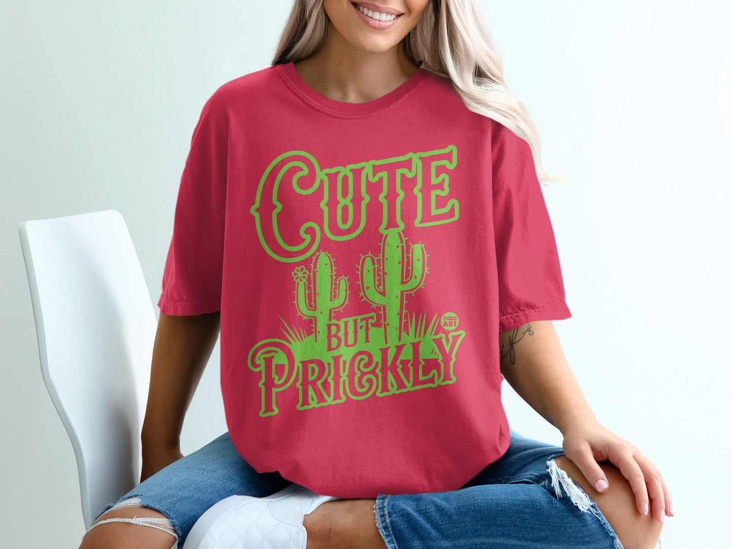 Cute But Prickly Graphic Red Casual Shirt