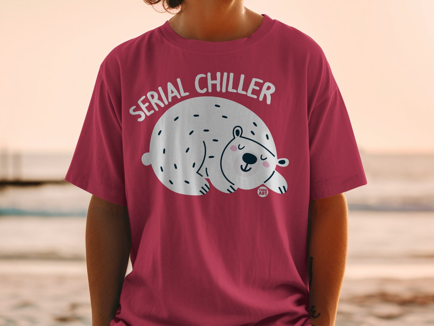 Serial Chiller Cute Sleeping Bear Graphic T-Shirt