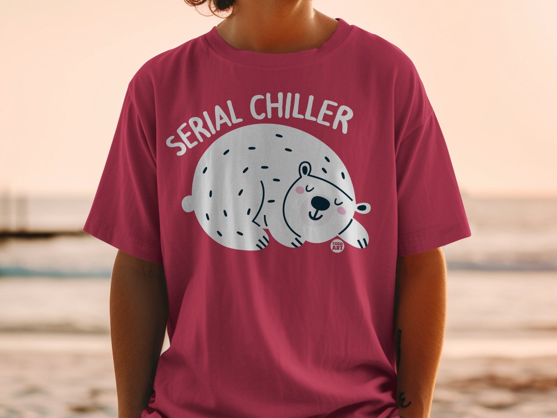 Serial Chiller Cute Sleeping Bear Graphic T-Shirt