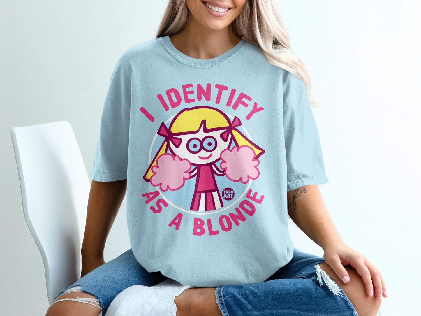 I Identify As A Blonde Funny Graphic T-Shirt