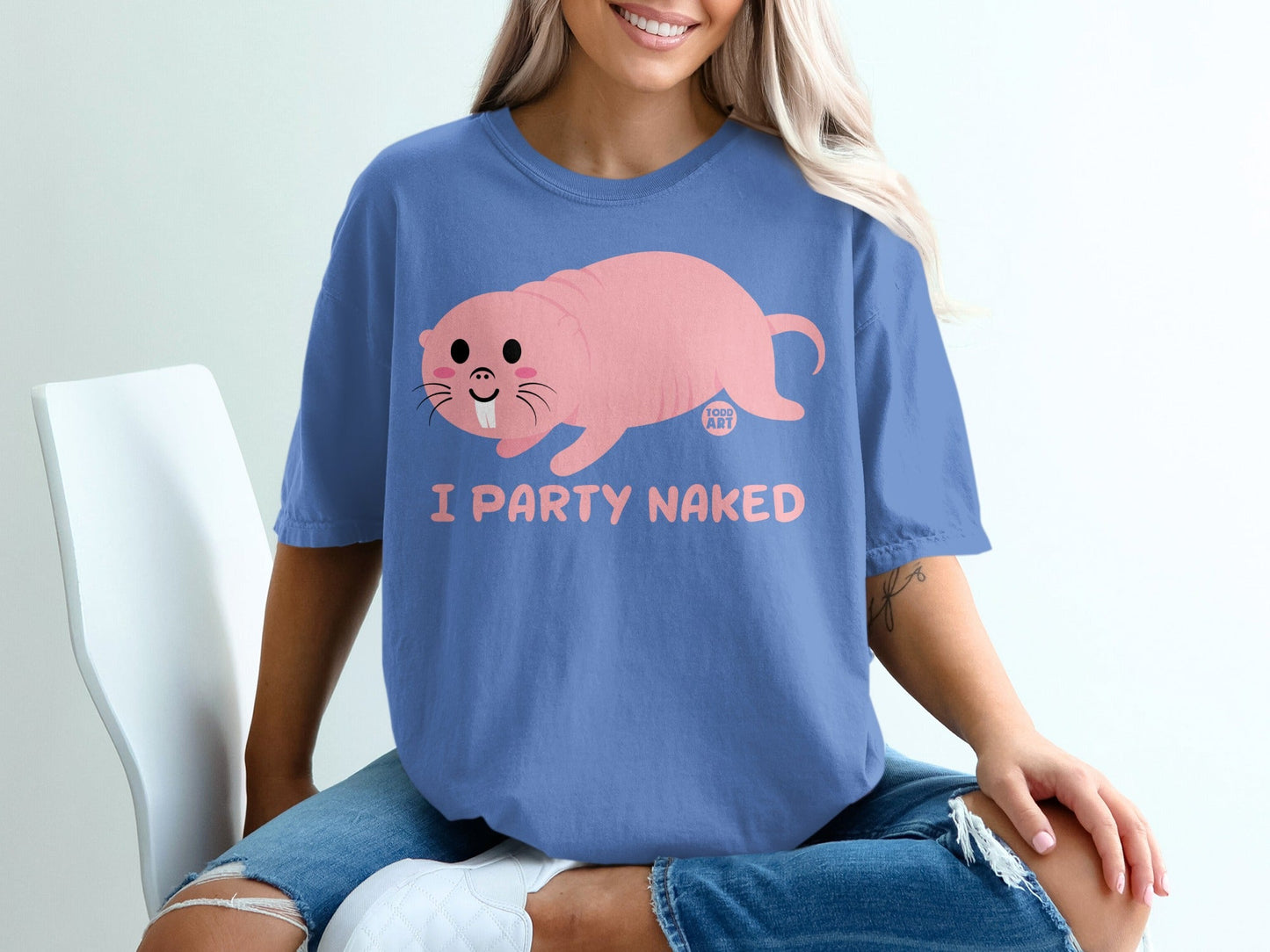 Funny I Party Naked Shirt with Cute Animal Design