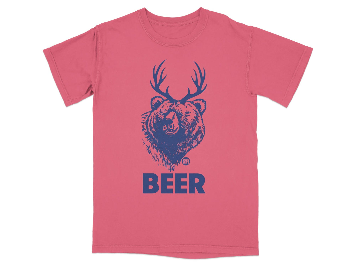 Bear With Antlers Print Graphic Tee Shirt