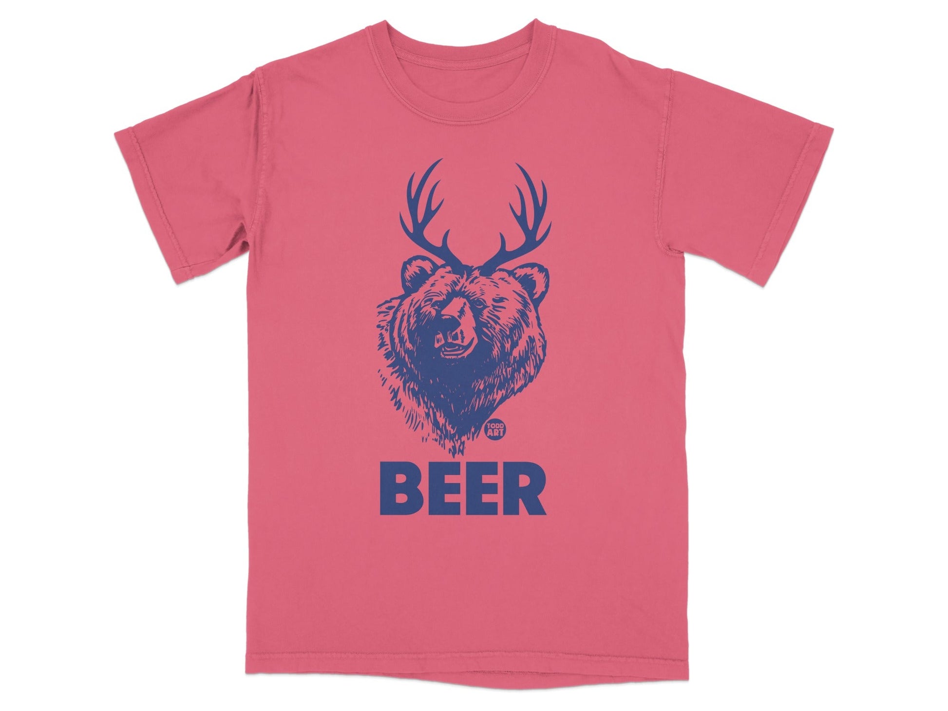 Bear With Antlers Print Graphic Tee Shirt