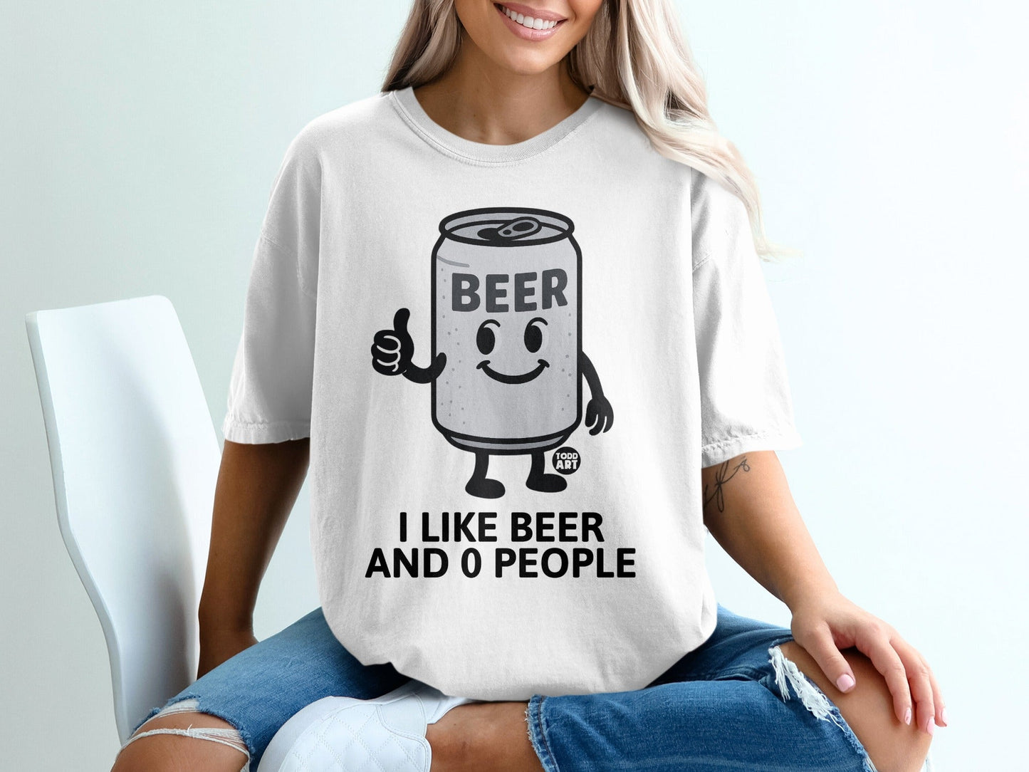 I Like Beer And 0 People Funny Beer Can T-shirt