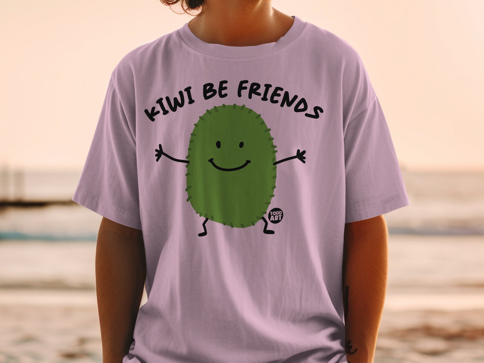 Smiling Green Kiwi Character KIWI BE FRIENDS Shirt product type