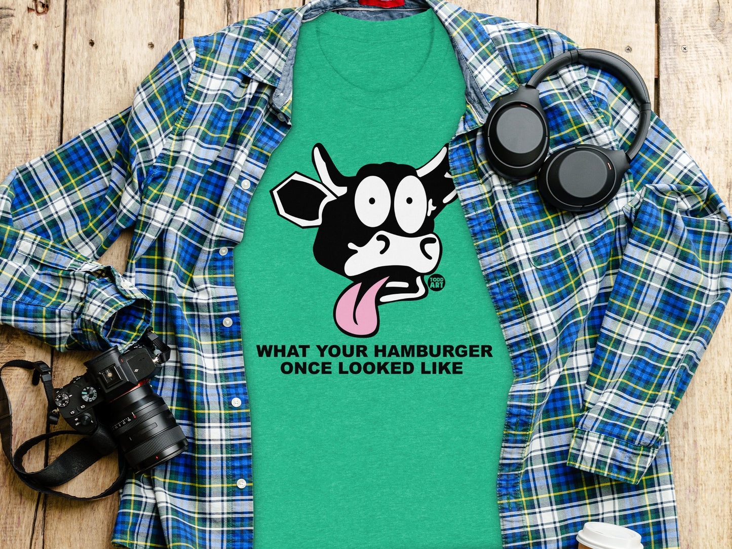 Funny Cartoon Cow Graphic T-Shirt with Humorous Text Graphic