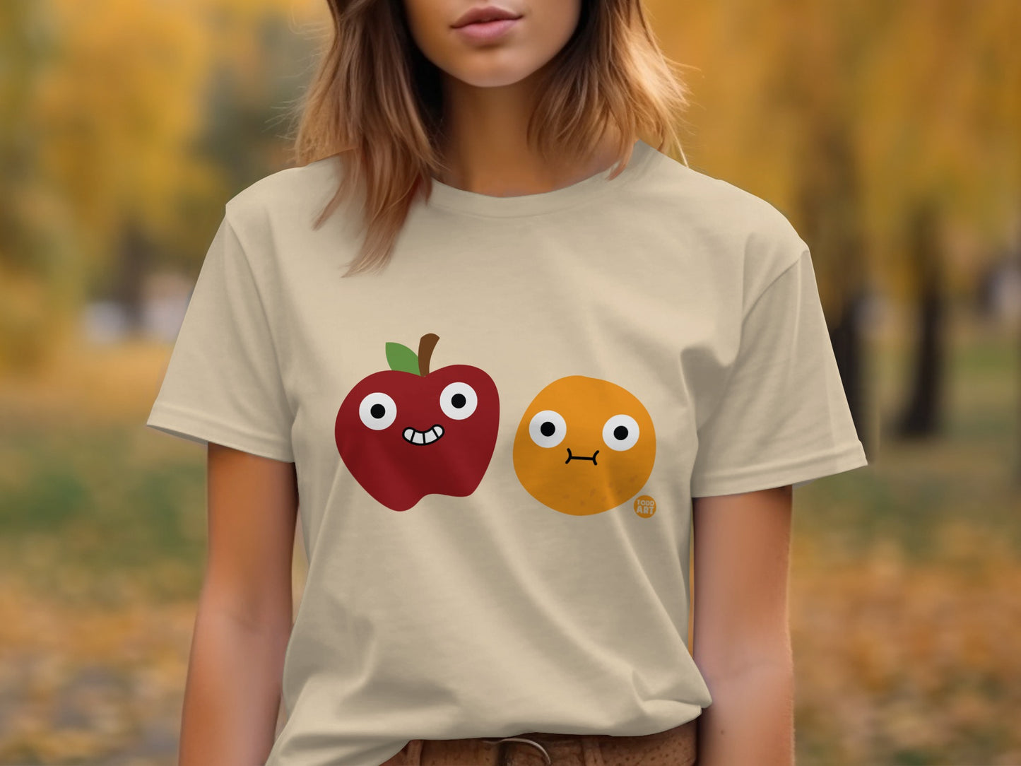 Cute Apple and Orange Character T-Shirt