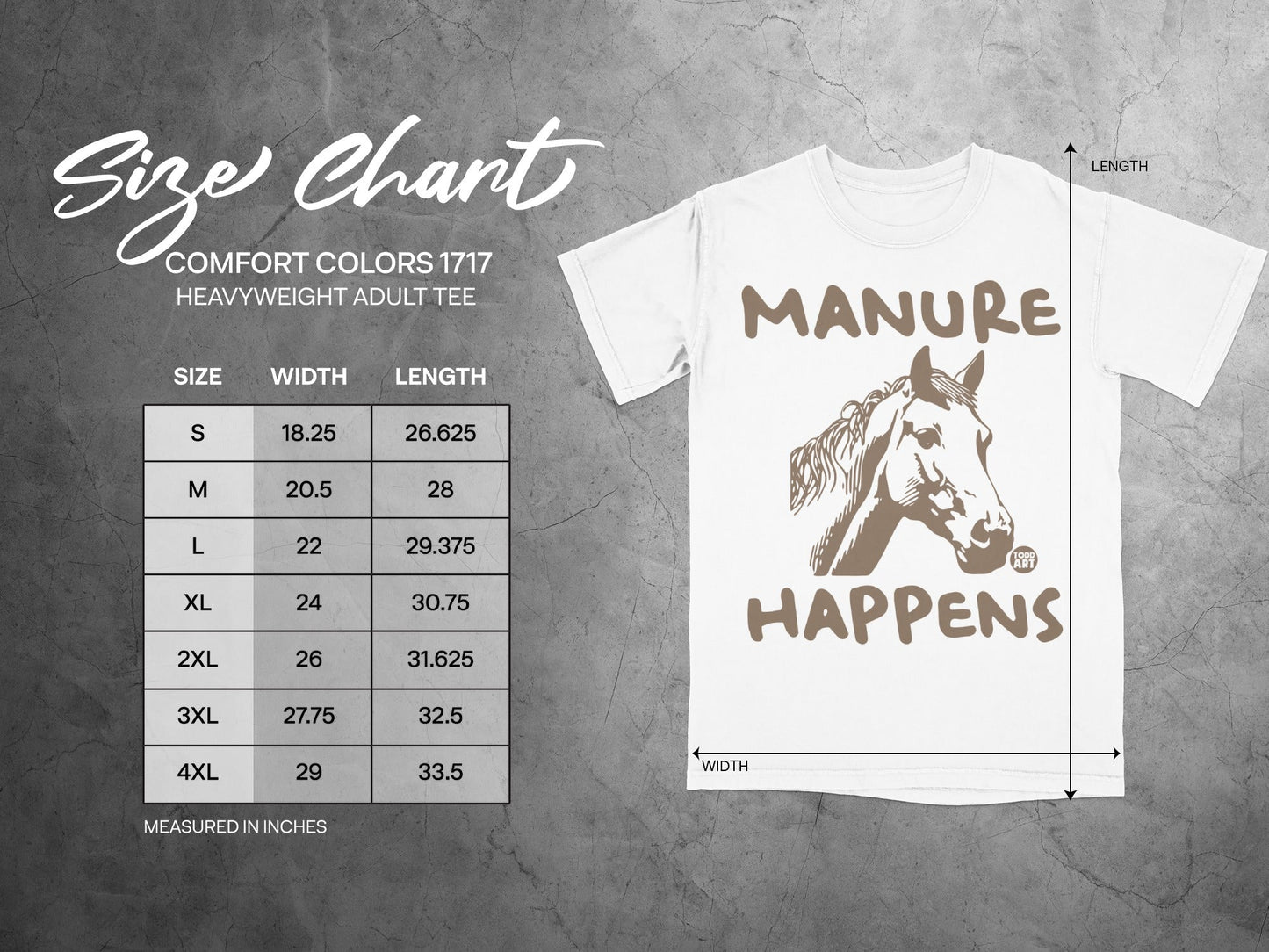 Manure Happens Horse Graphic Heavyweight Adult Tee