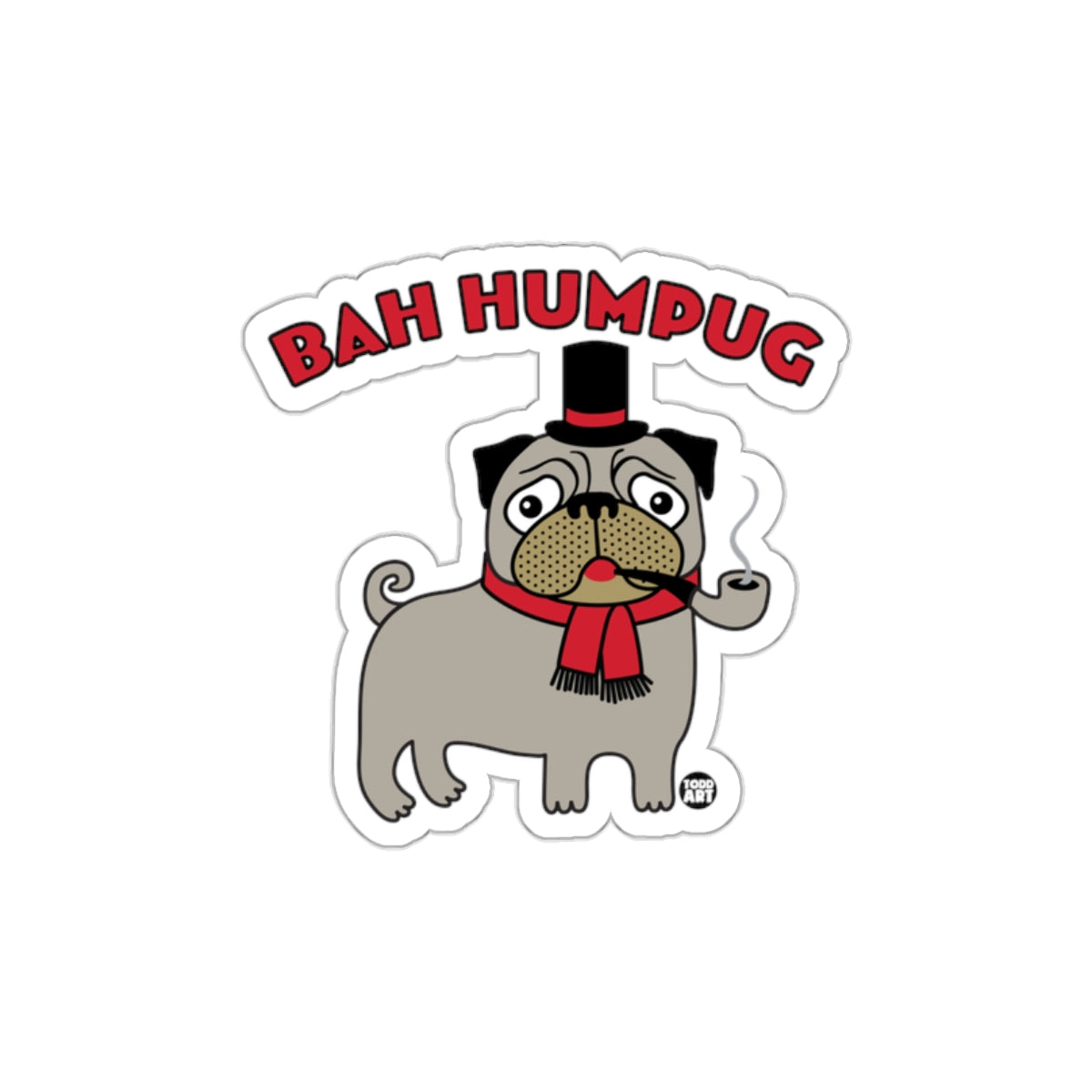 Bah Humpug Pug Design Sticker Funny Dog Humour Product