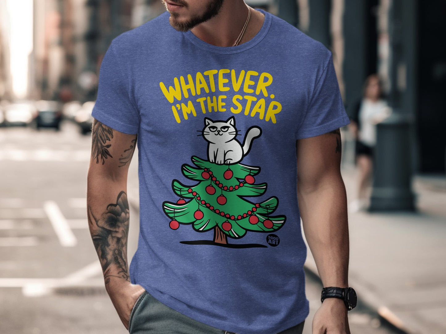 Whatever I'm The Star Cat Christmas Tree Shirt