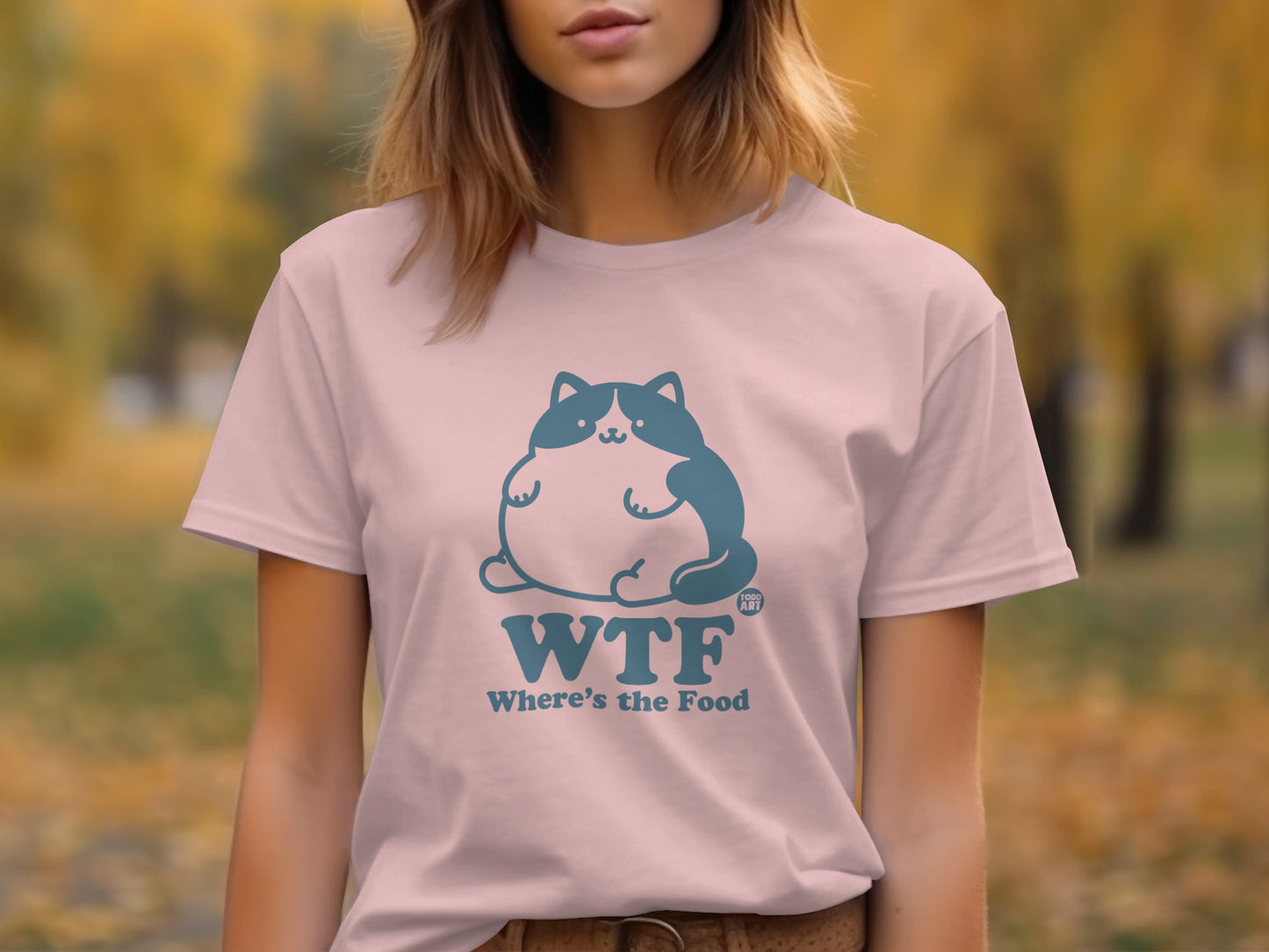 Cute Cat 'WTF Where's the Food' Graphic T-shirt