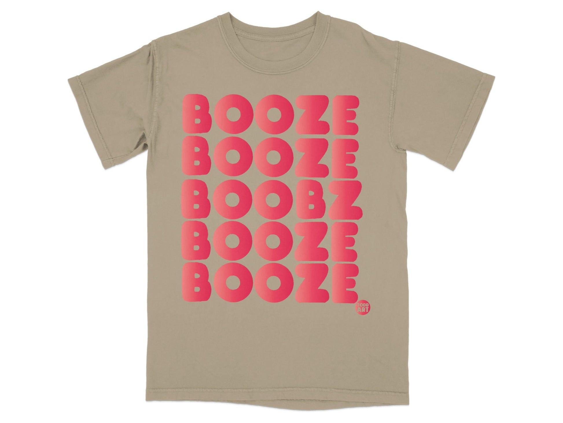 Booze Boobz Booze Repeated Graphic T-Shirt