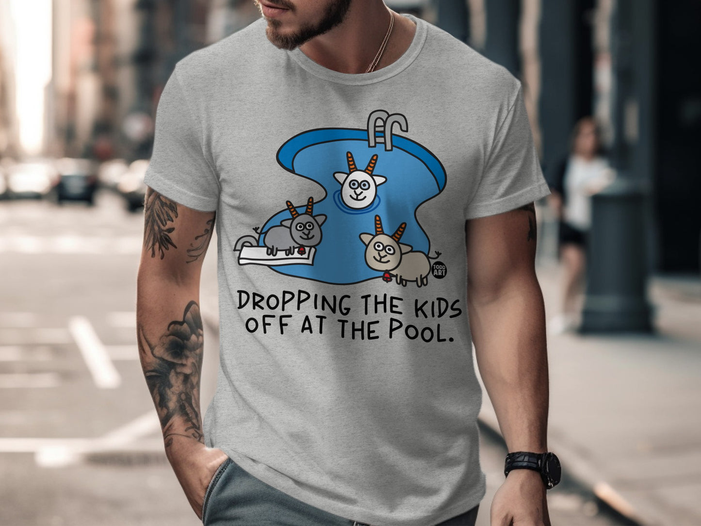 Dropping the Kids Off at the Pool graphic tee