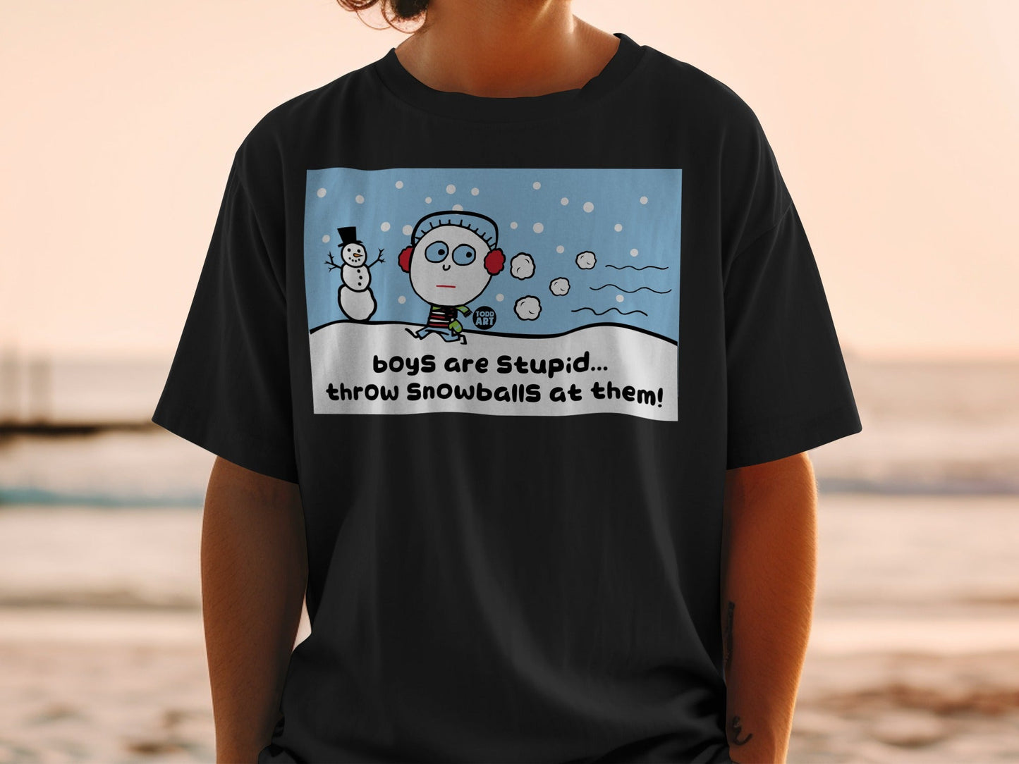 boys are stupid throw snowballs at them t-shirt