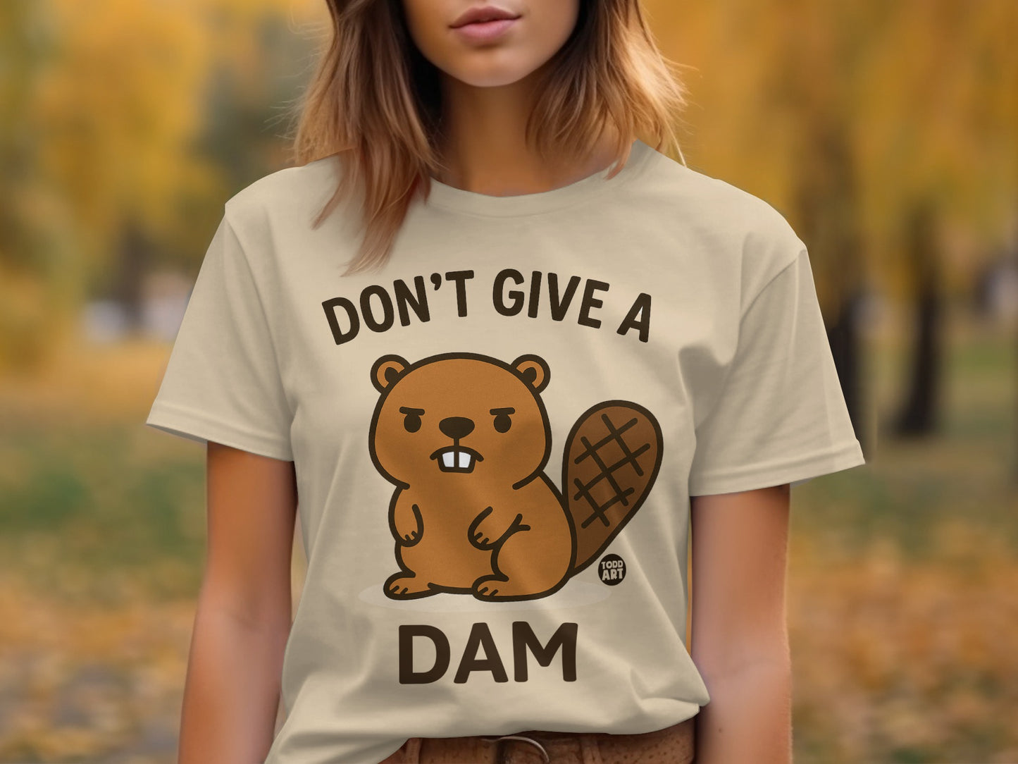 Don't Give a Dam Funny Beaver Graphic T-Shirt