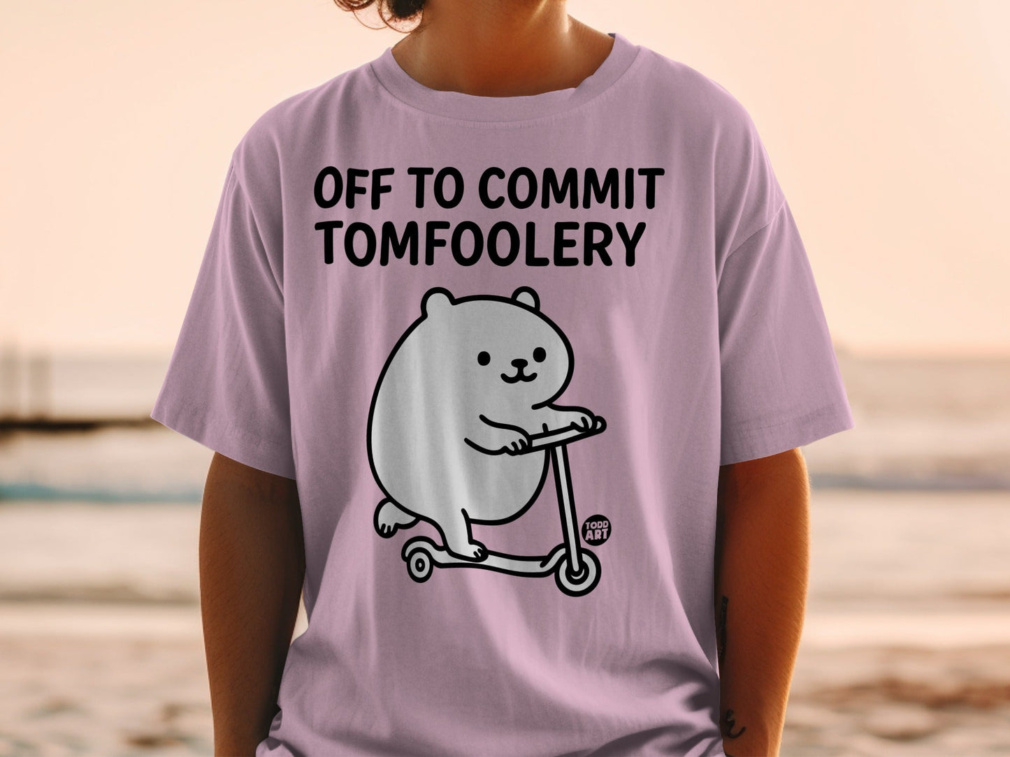 Off to Commit Tomfoolery Cute Bear Riding Scooter Shirt
