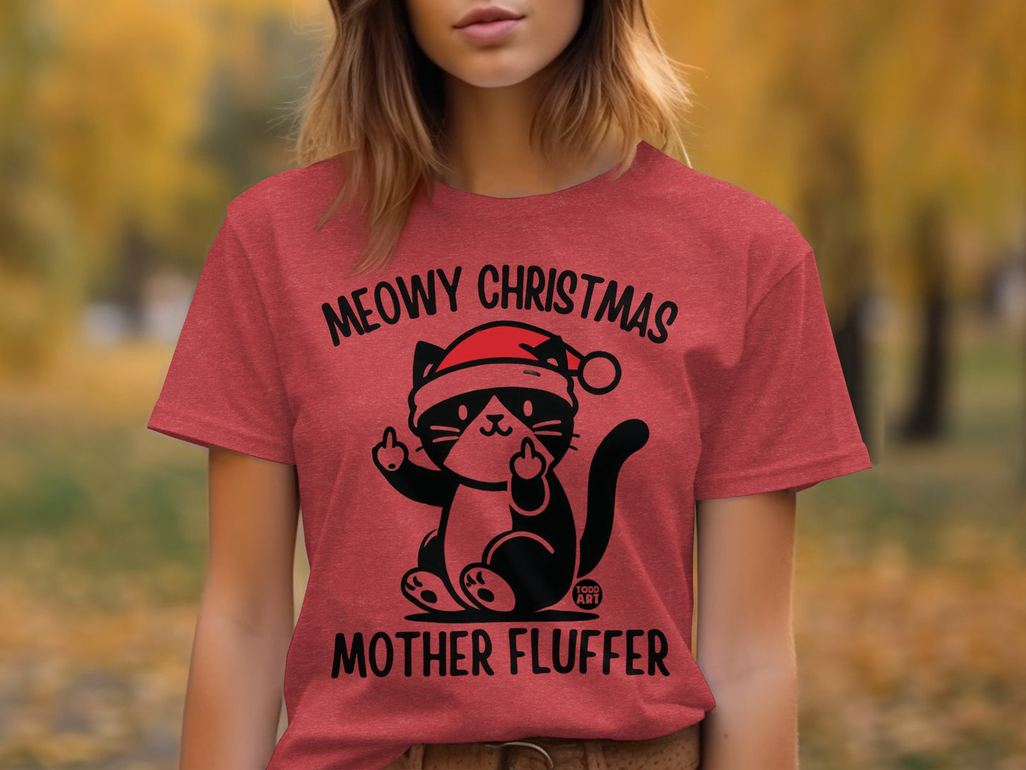 Meowy Christmas Mother Fluffer Cat Graphic Tee Product