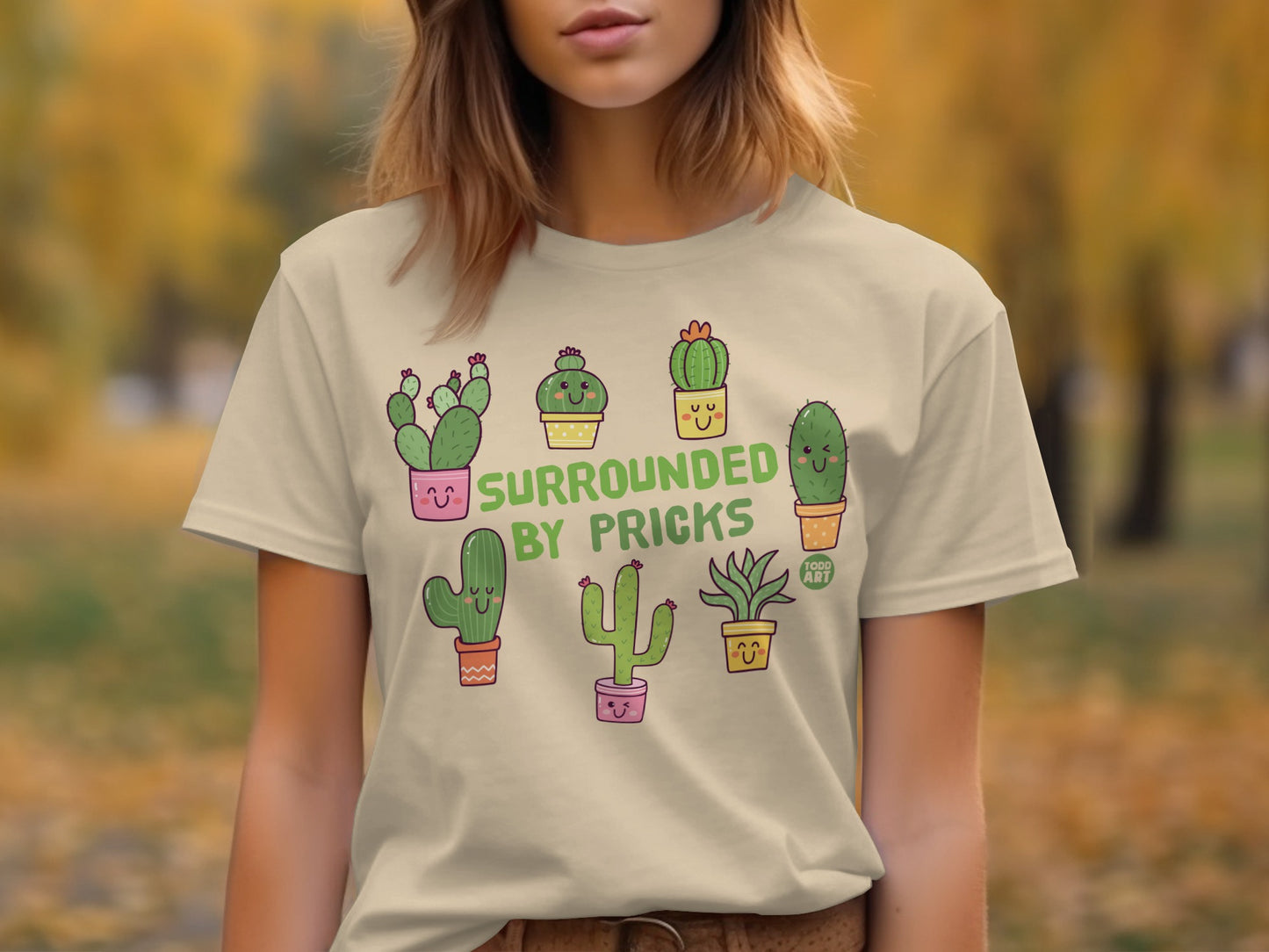 Surrounded By Pricks Cactus Design T-shirt Product