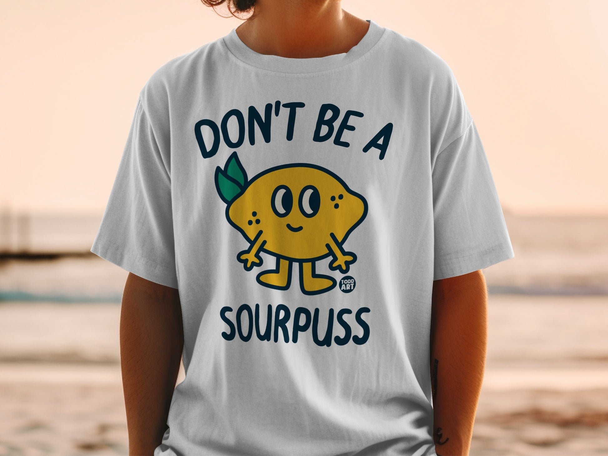 DON'T BE A SOURPUSS lemon graphic t-shirt product type