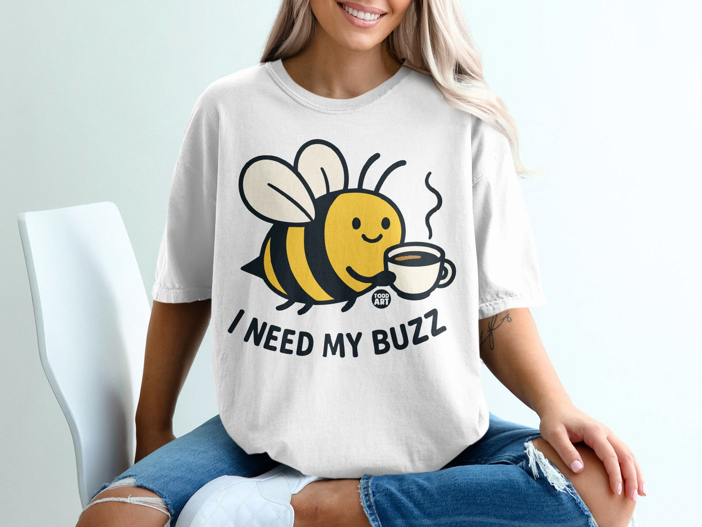 I Need My Buzz Bee and Coffee Graphic T-Shirt
